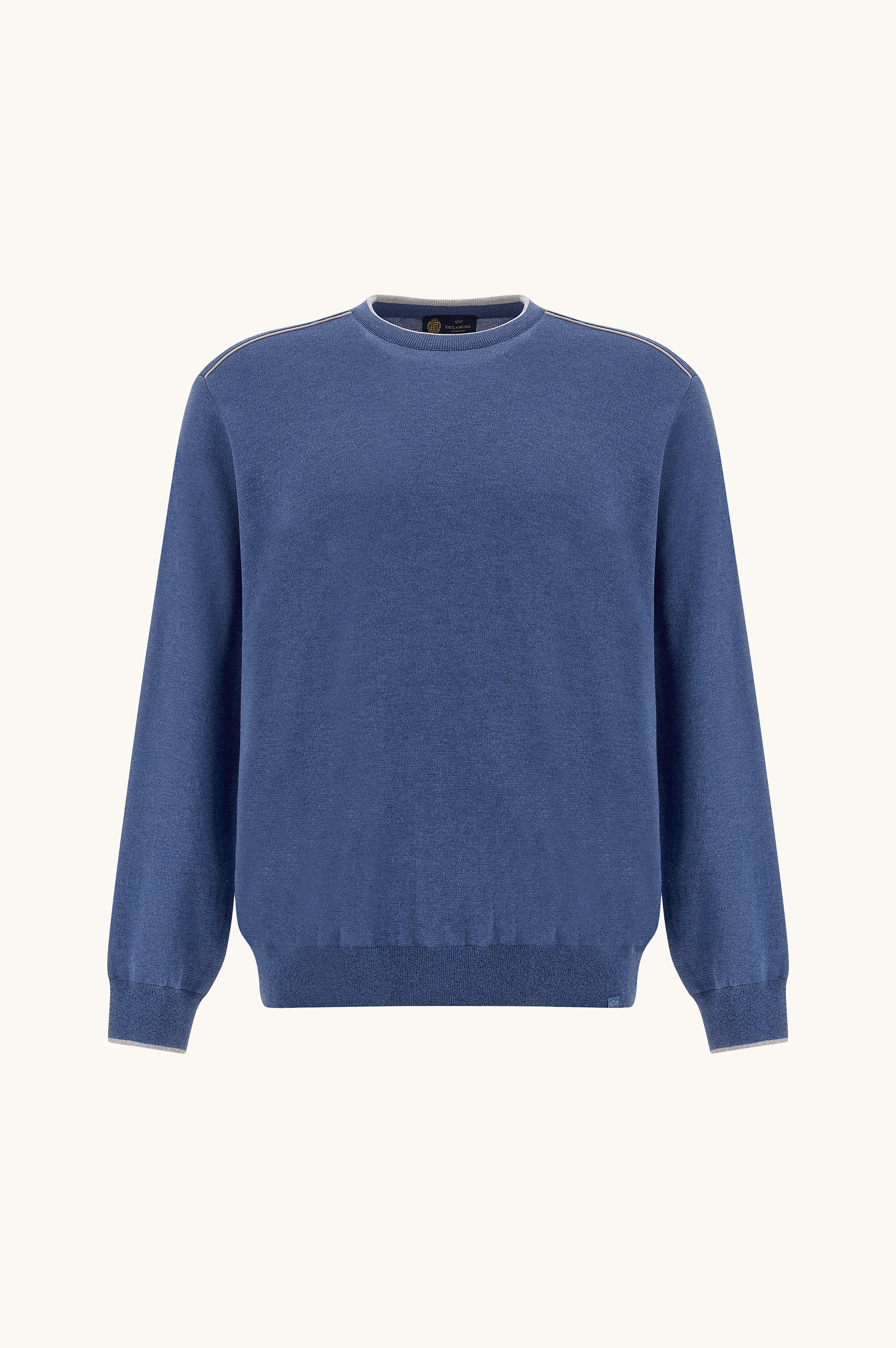 Crew‑neck sweater in silk and cotton with Aqualeather suede details image number 1