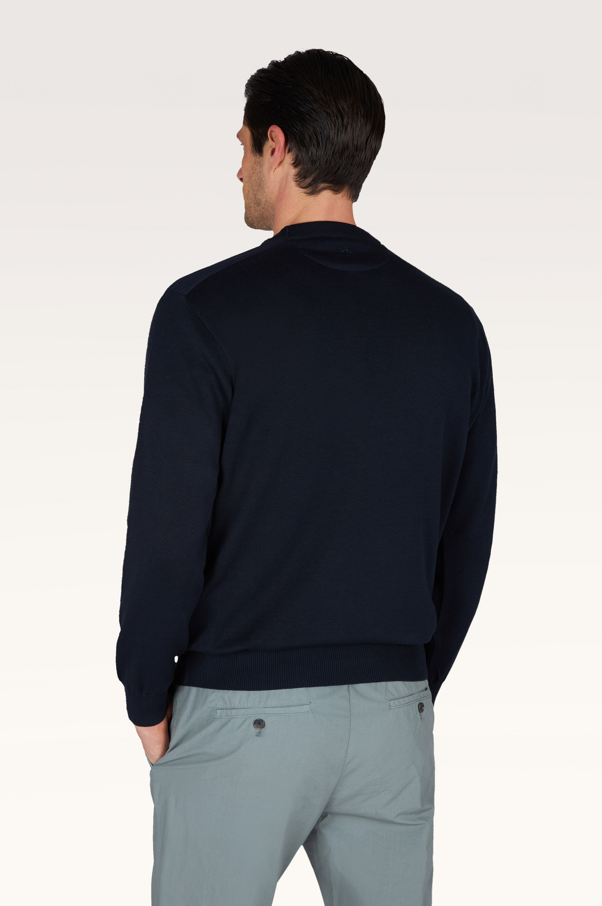 Crew‑neck sweater in silk and cotton with wool and silk details image number 2