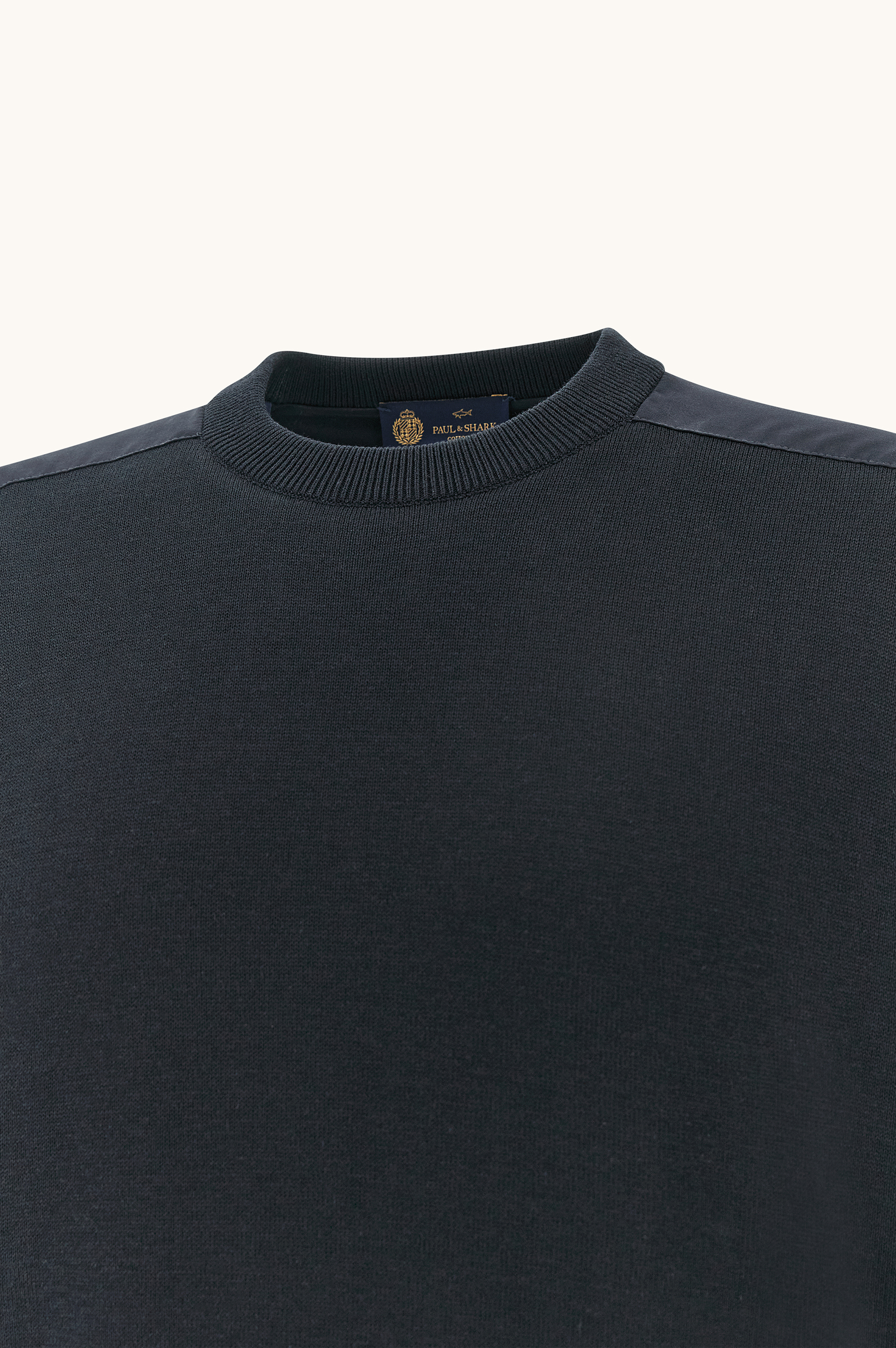 Crew‑neck sweater in silk and cotton with wool and silk details image number 6