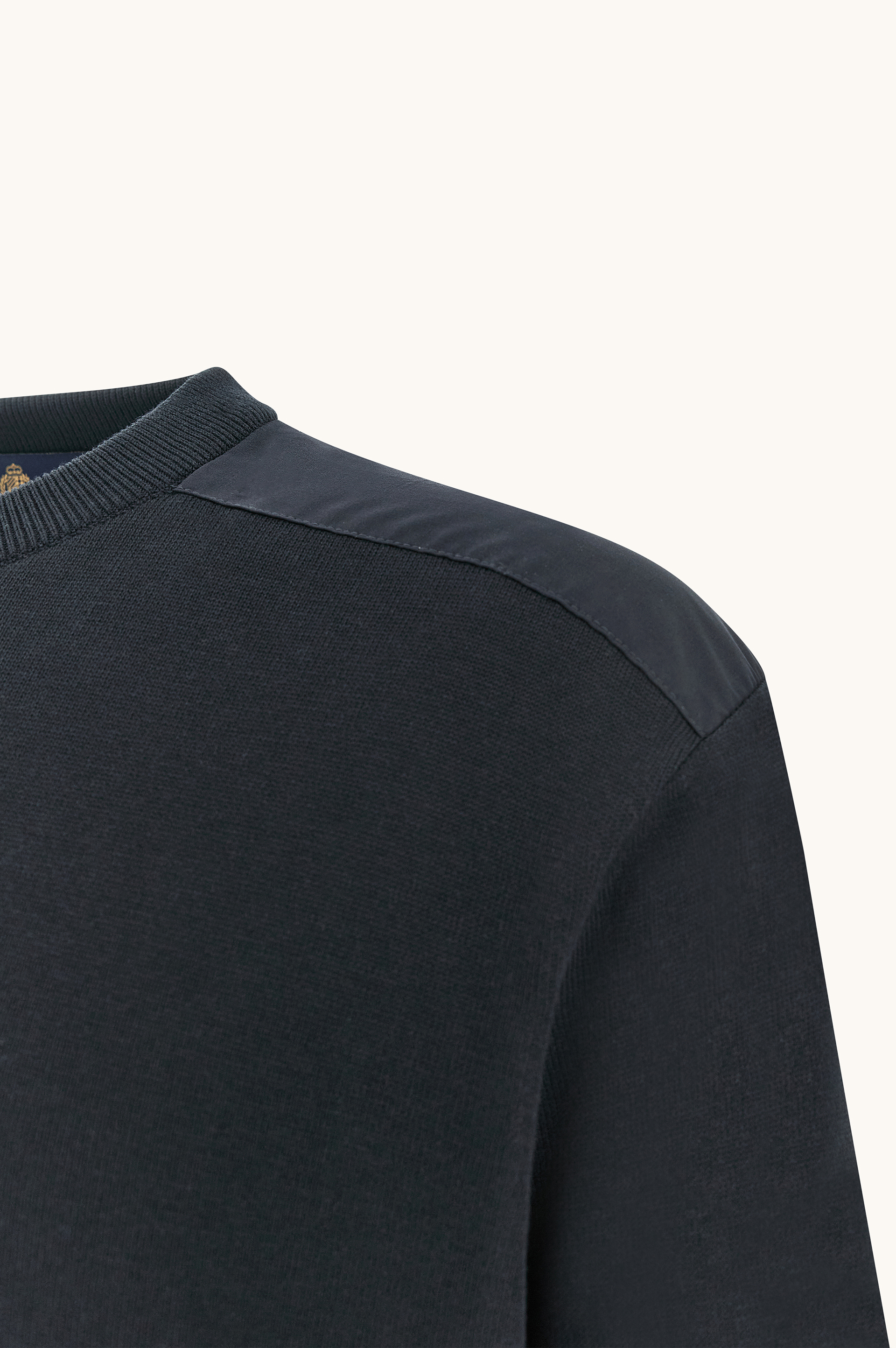 Crew‑neck sweater in silk and cotton with wool and silk details image number 7