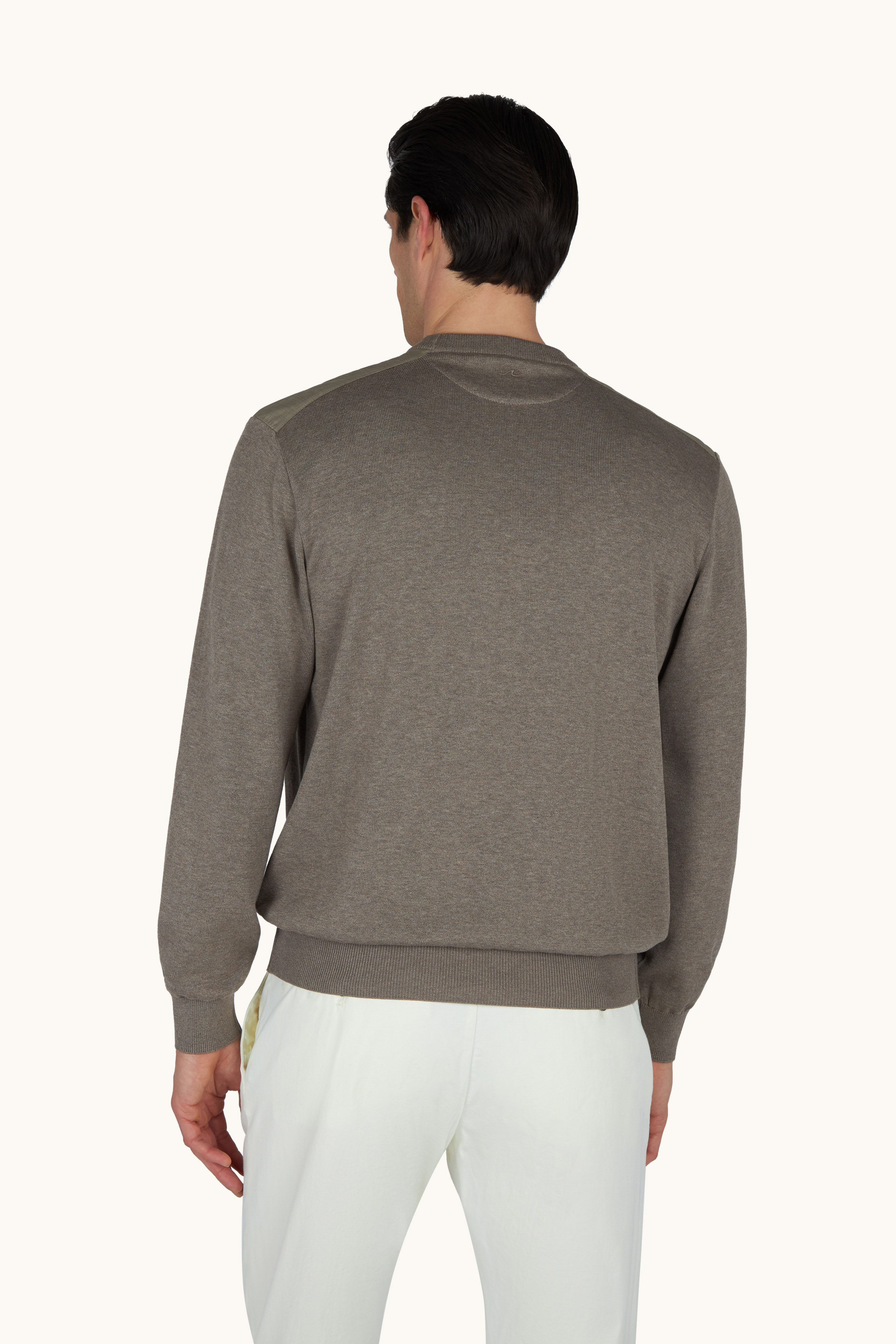 Rundhals-Pullover aus Seide und Baumwolle mit Details aus Wolle und Seide image number 3