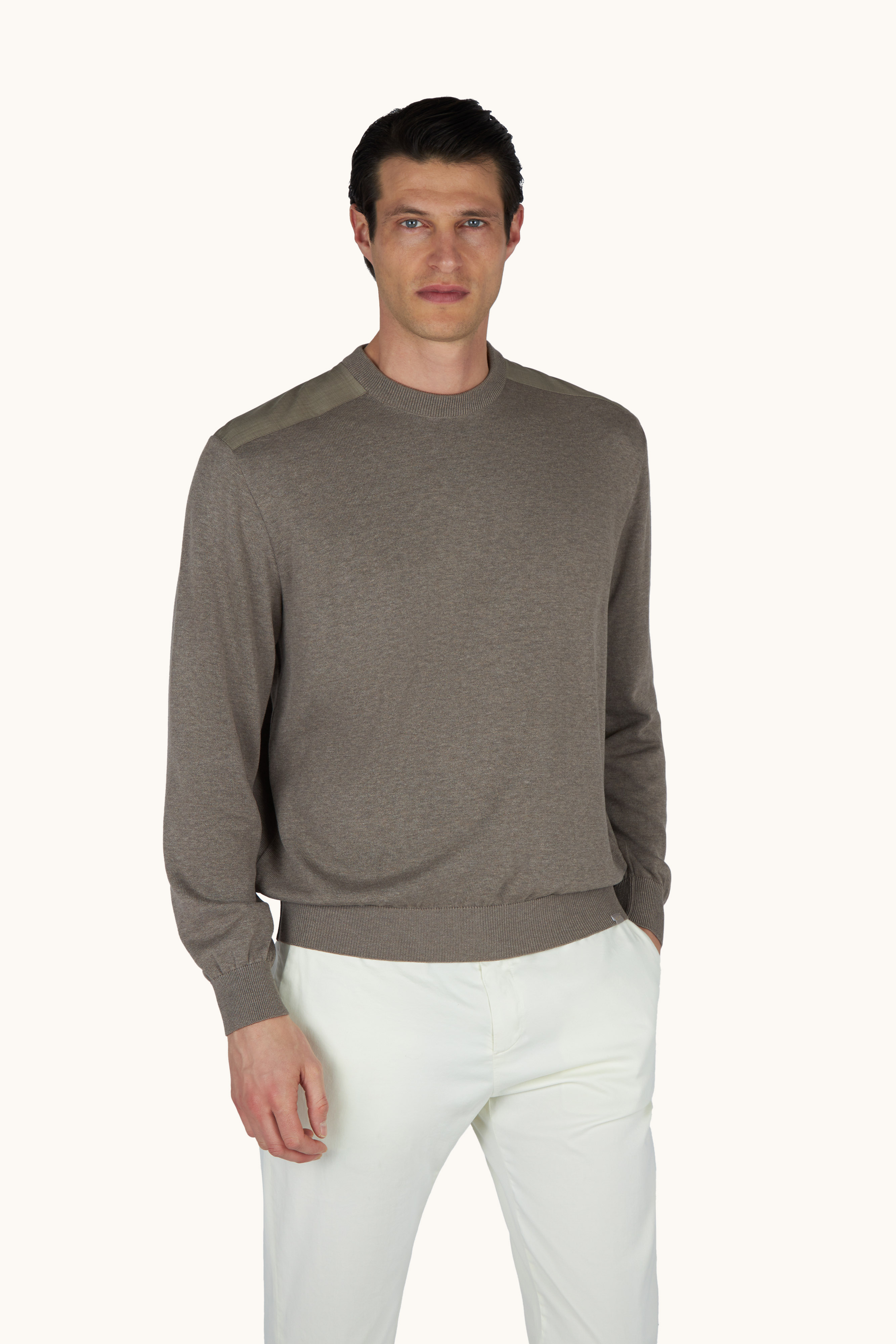 Rundhals-Pullover aus Seide und Baumwolle mit Details aus Wolle und Seide image number 0