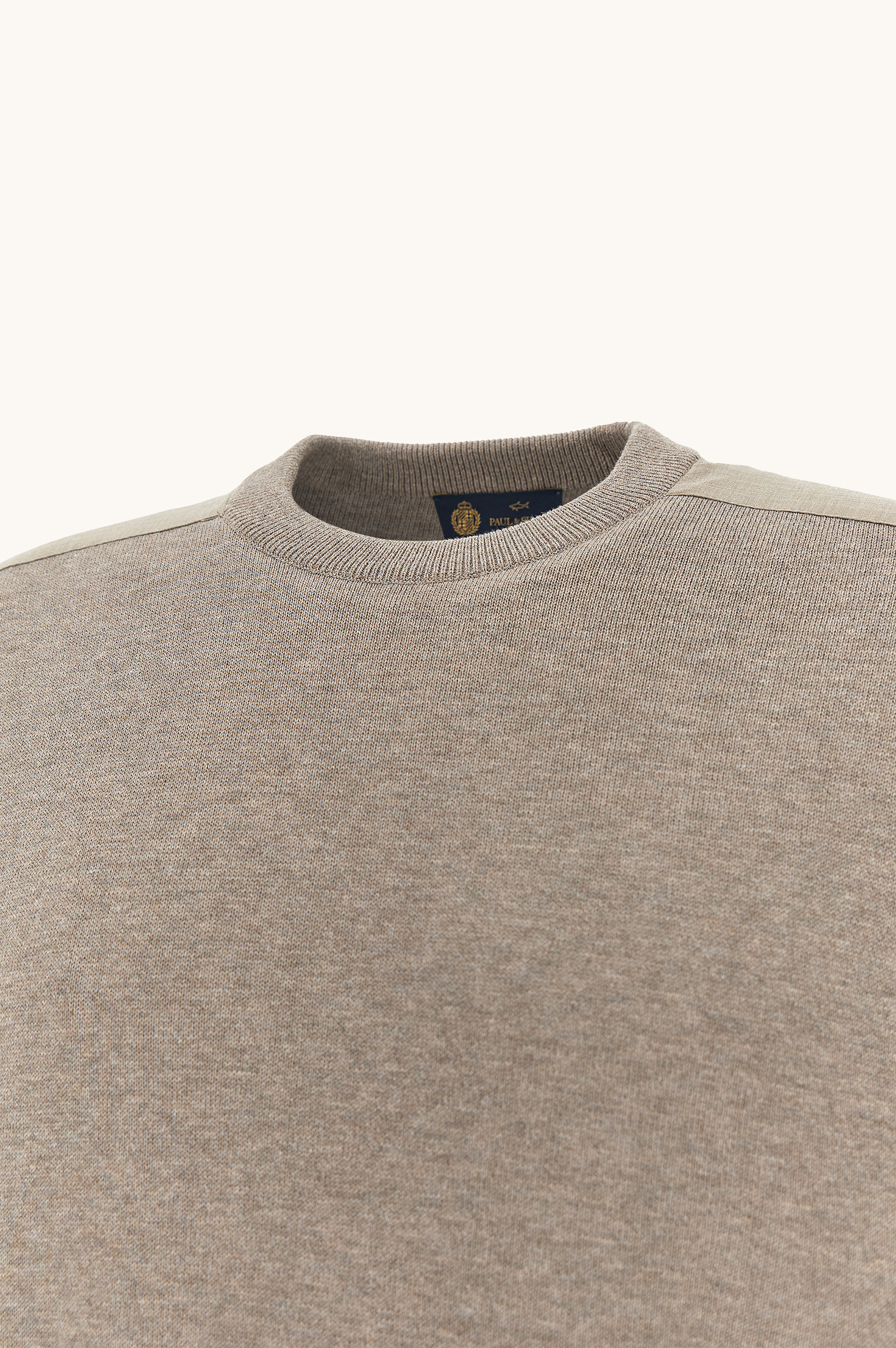Crew‑neck sweater in silk and cotton with wool and silk details image number 1