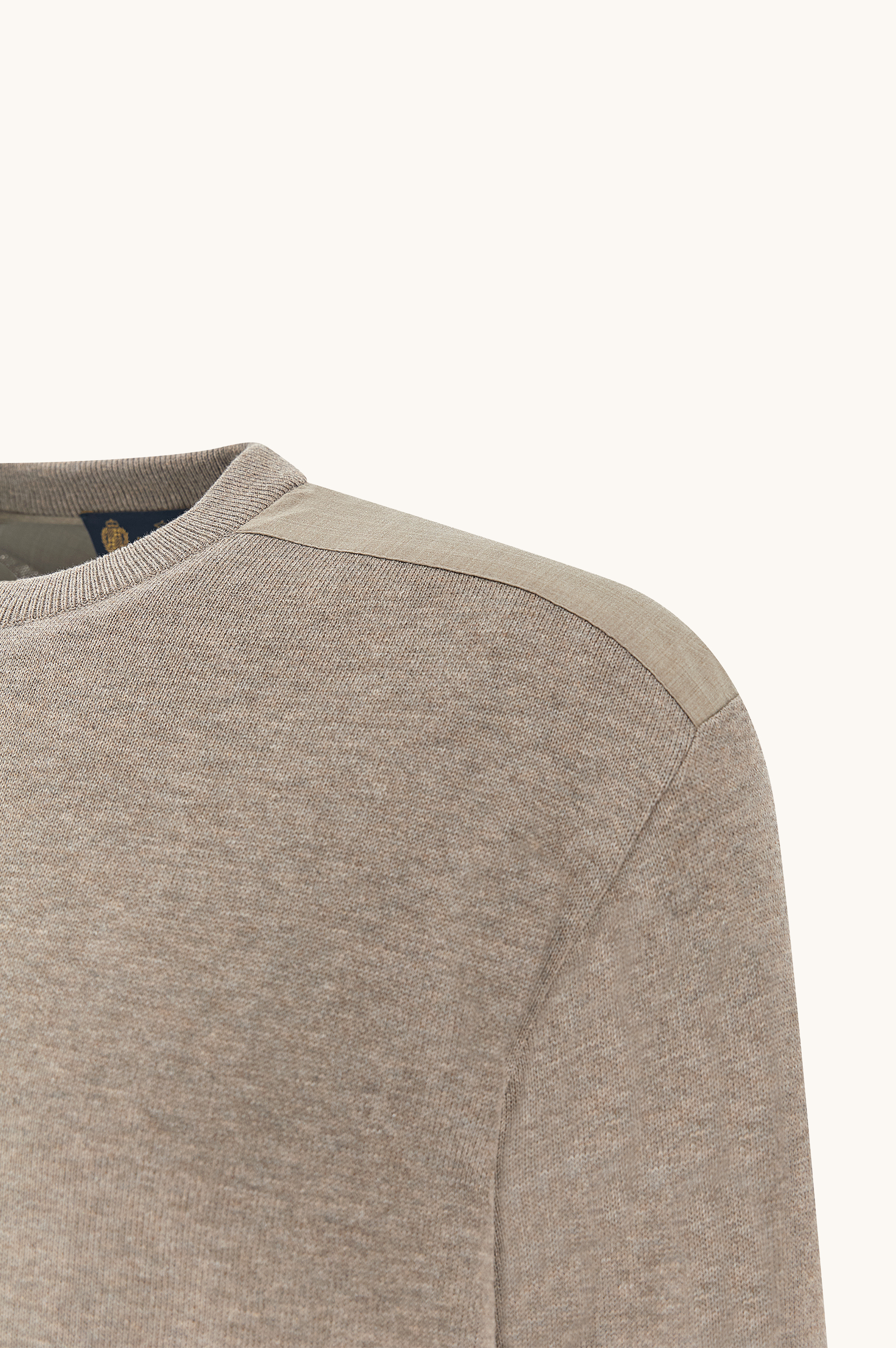 Crew‑neck sweater in silk and cotton with wool and silk details image number 2