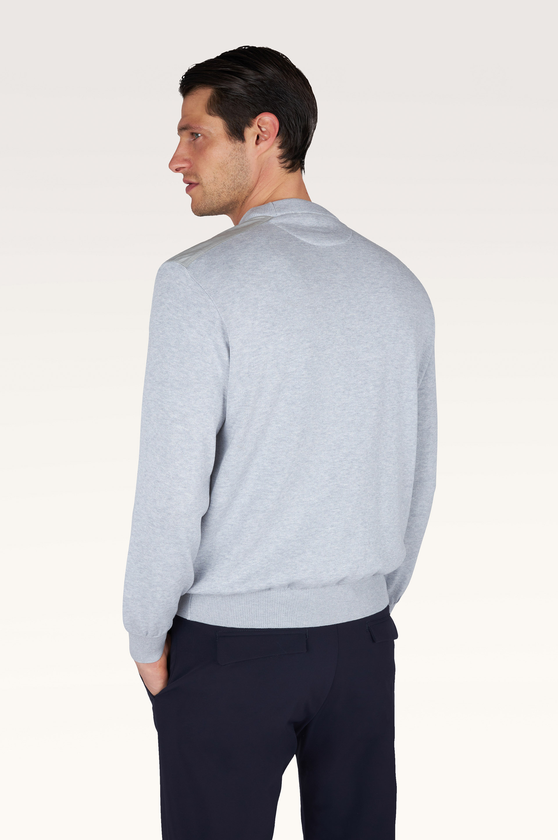 Jersey de cuello redondo de seda y algod&oacute;n con detalles de lana y seda image number 2