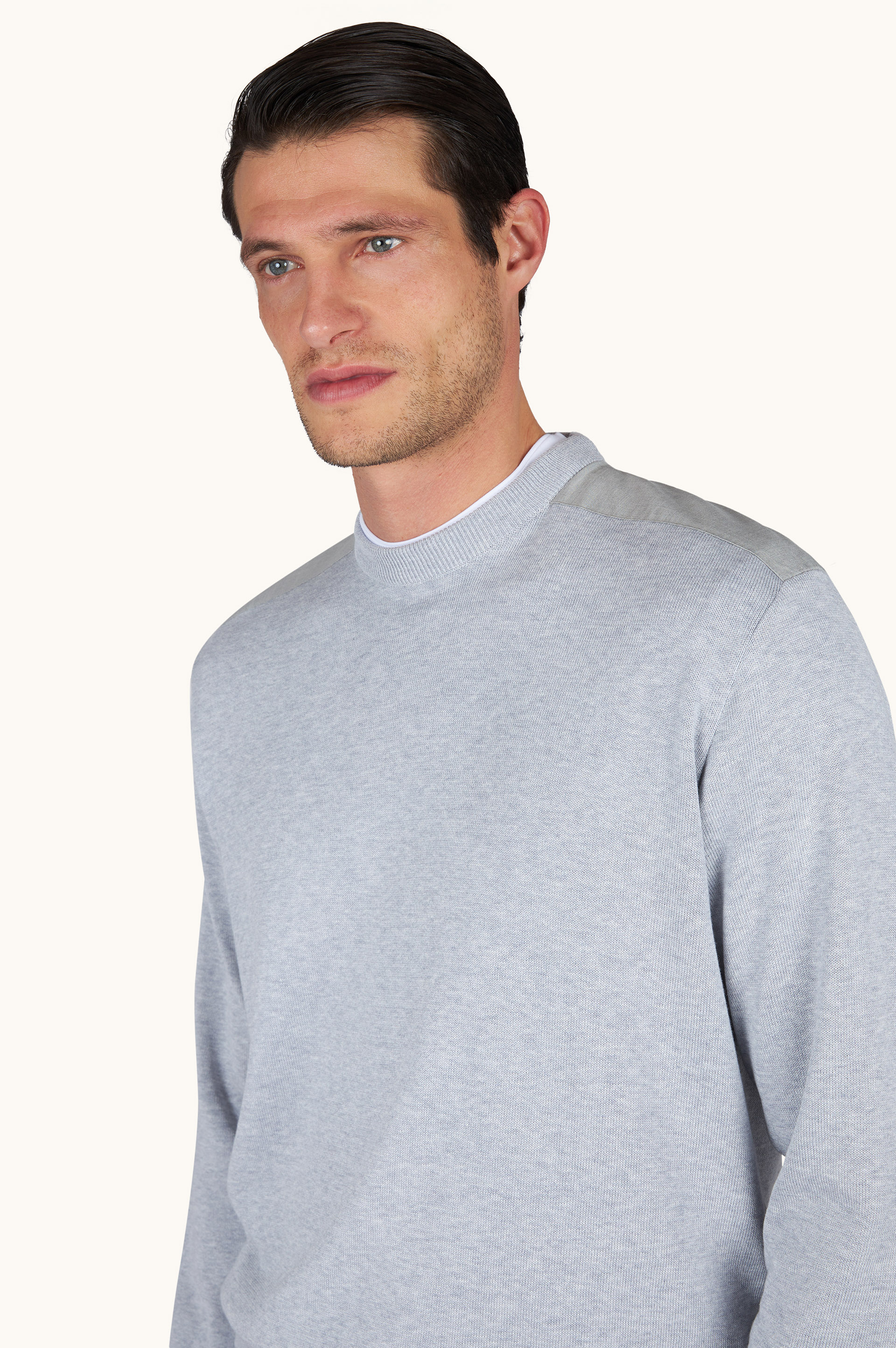 Jersey de cuello redondo de seda y algod&oacute;n con detalles de lana y seda image number 3