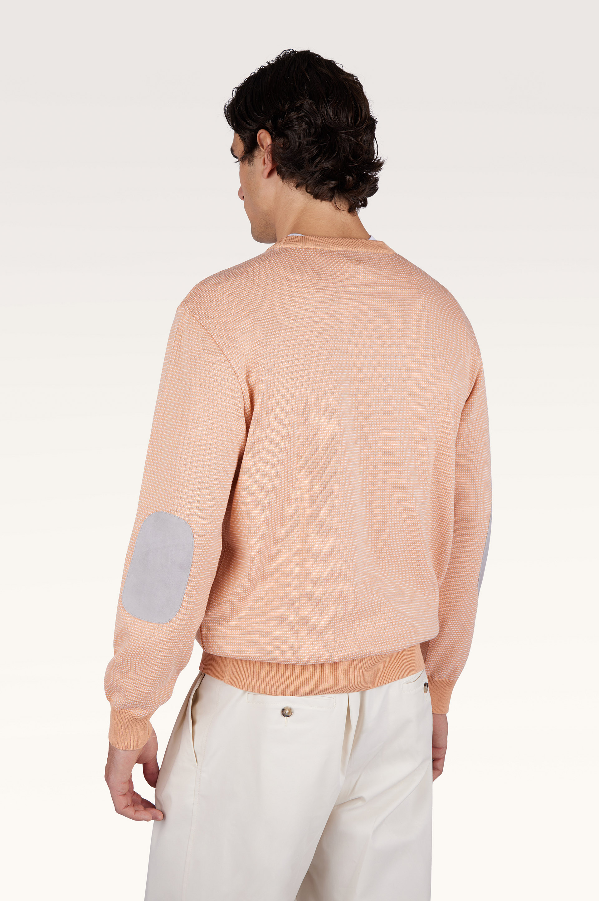 Crew‑neck sweater in silk and cotton with Aqualeather suede details image number 2