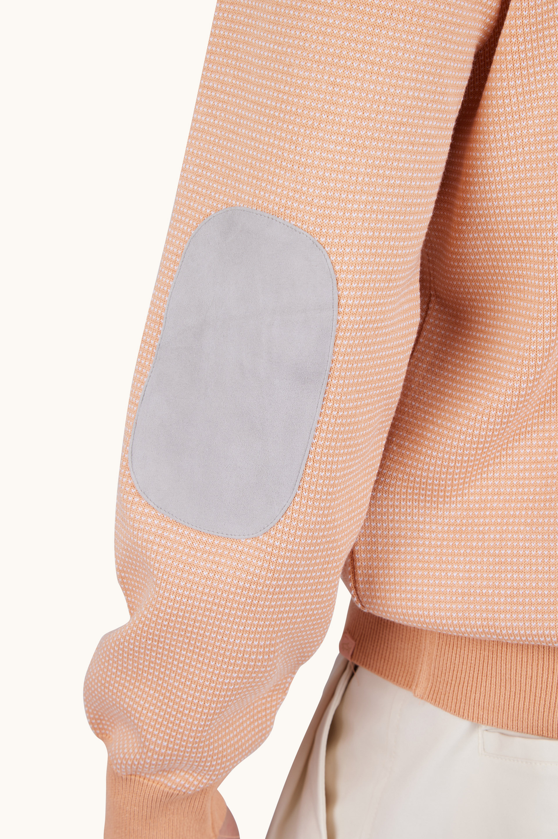 Crew‑neck sweater in silk and cotton with Aqualeather suede details image number 4