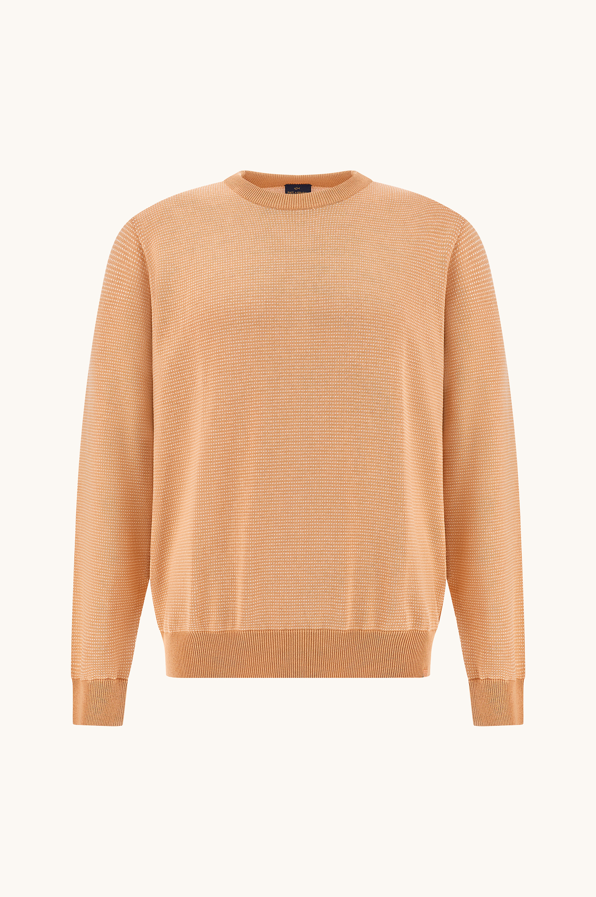 Pull &agrave; col rond en soie et coton avec d&eacute;tails en daim Aqualeather image number 1