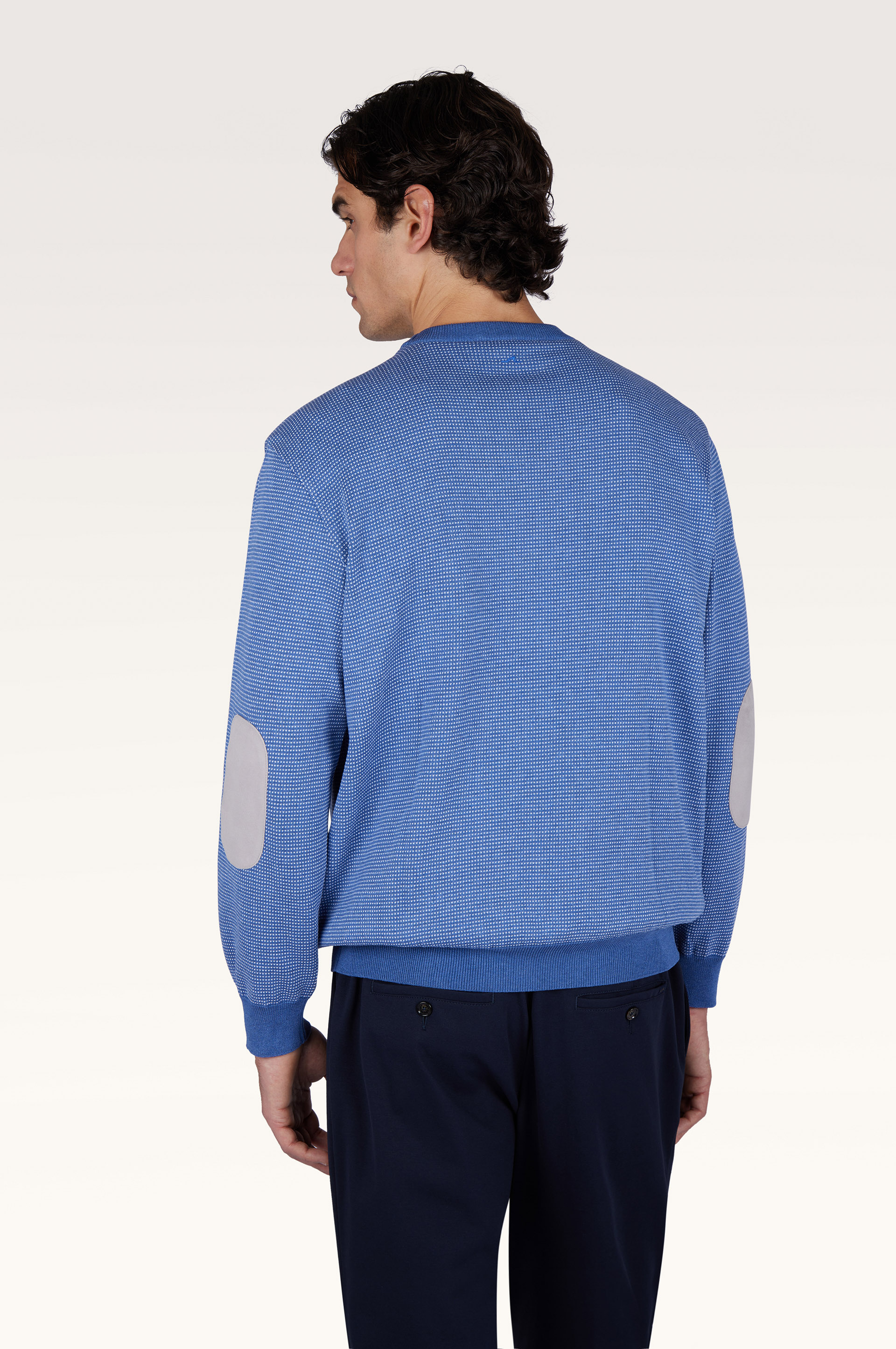 Crew‑neck sweater in silk and cotton with Aqualeather suede details image number 2