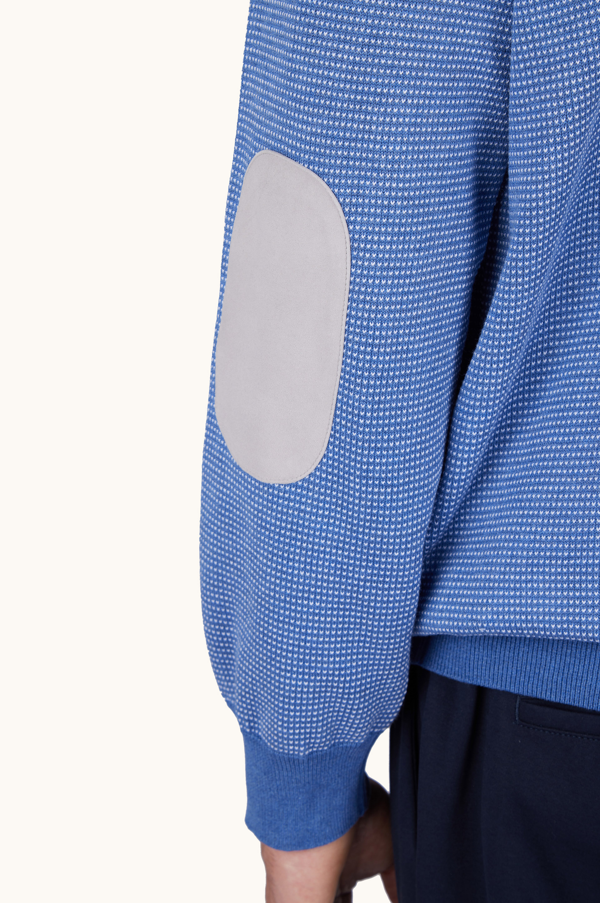 Crew‑neck sweater in silk and cotton with Aqualeather suede details image number 4