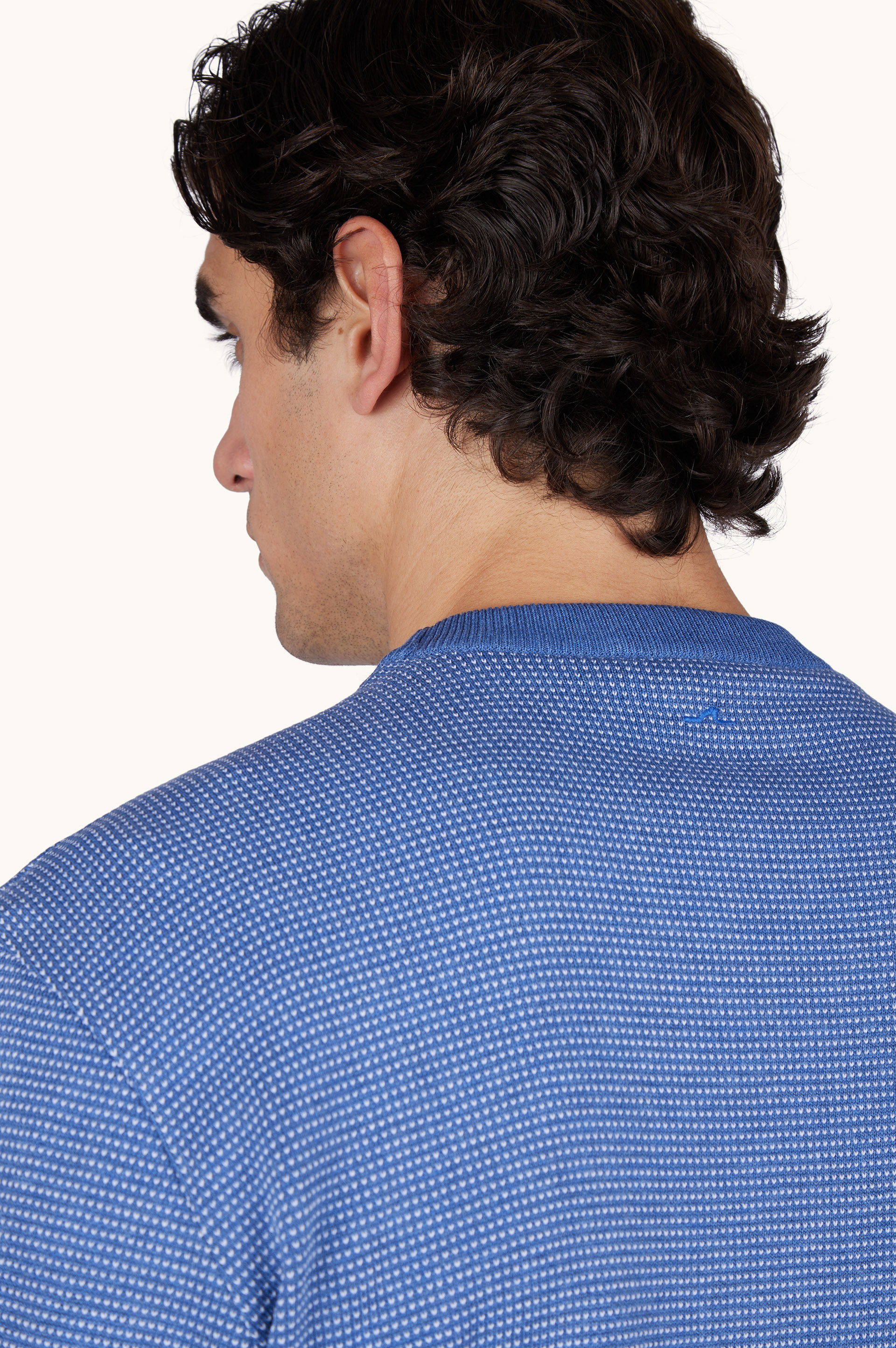 Crew‑neck sweater in silk and cotton with Aqualeather suede details image number 5