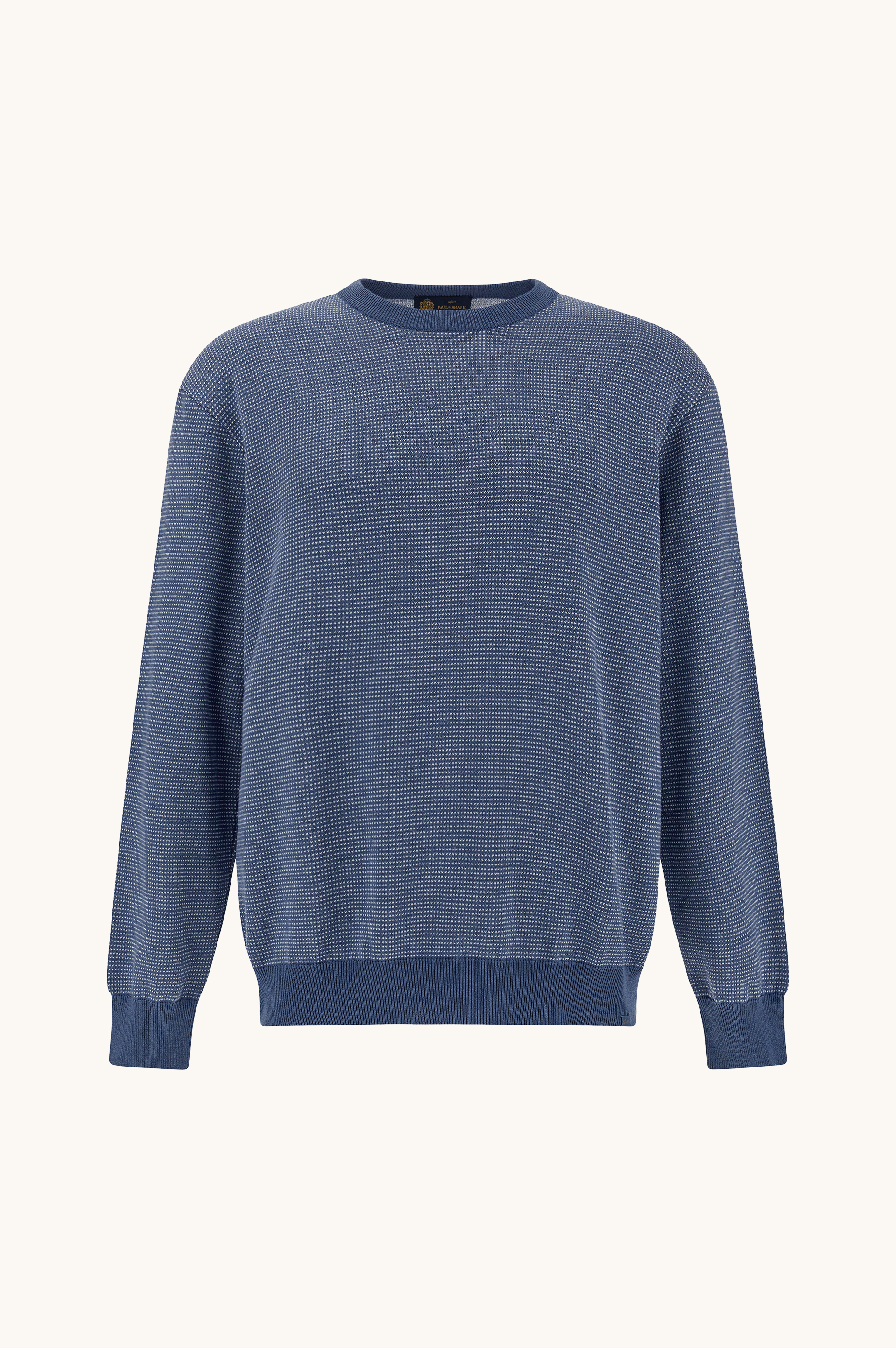 Crew‑neck sweater in silk and cotton with Aqualeather suede details image number 1