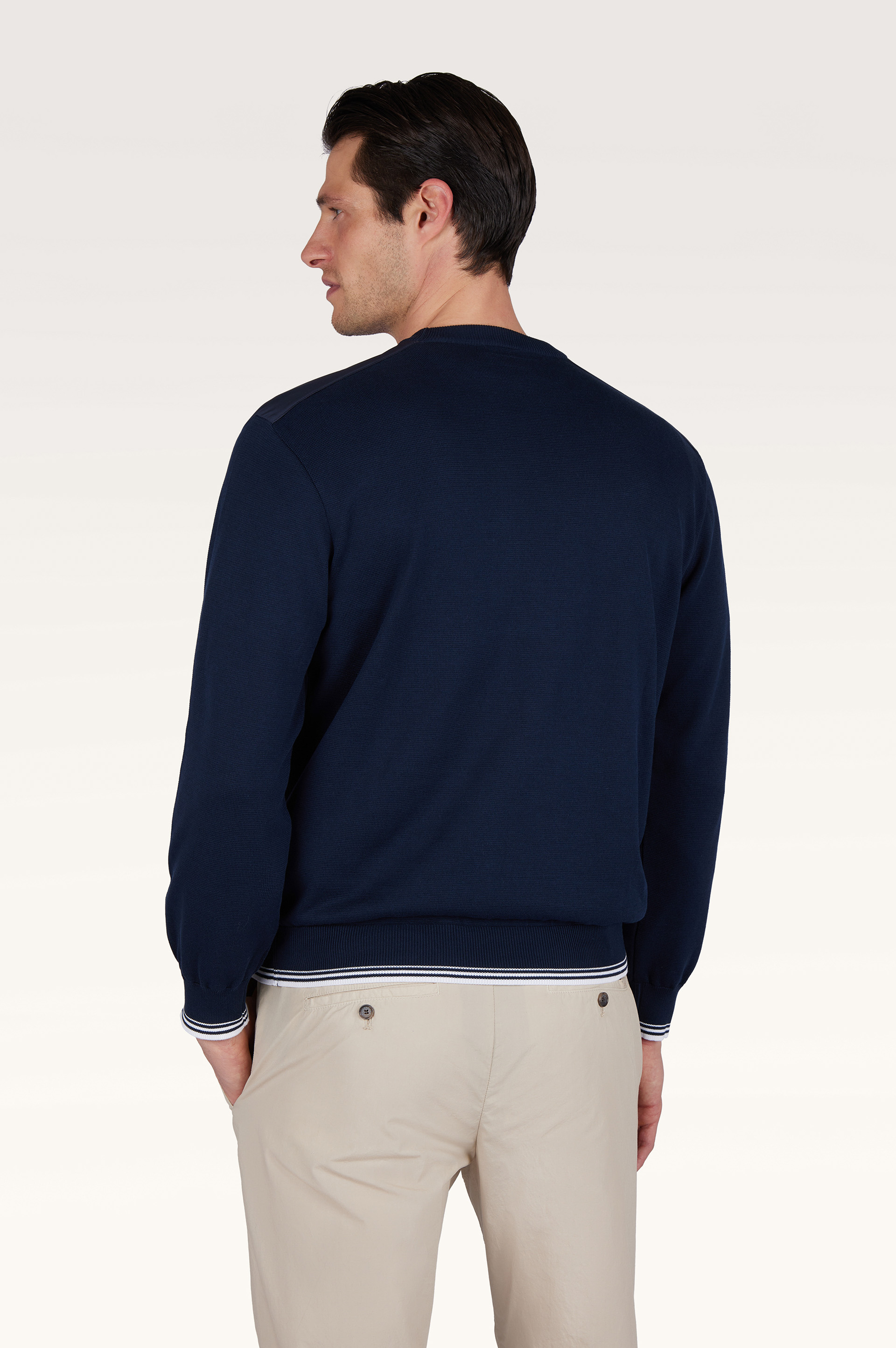 Crew‑neck sweater in Piuma cotton with technical fabric details image number 2