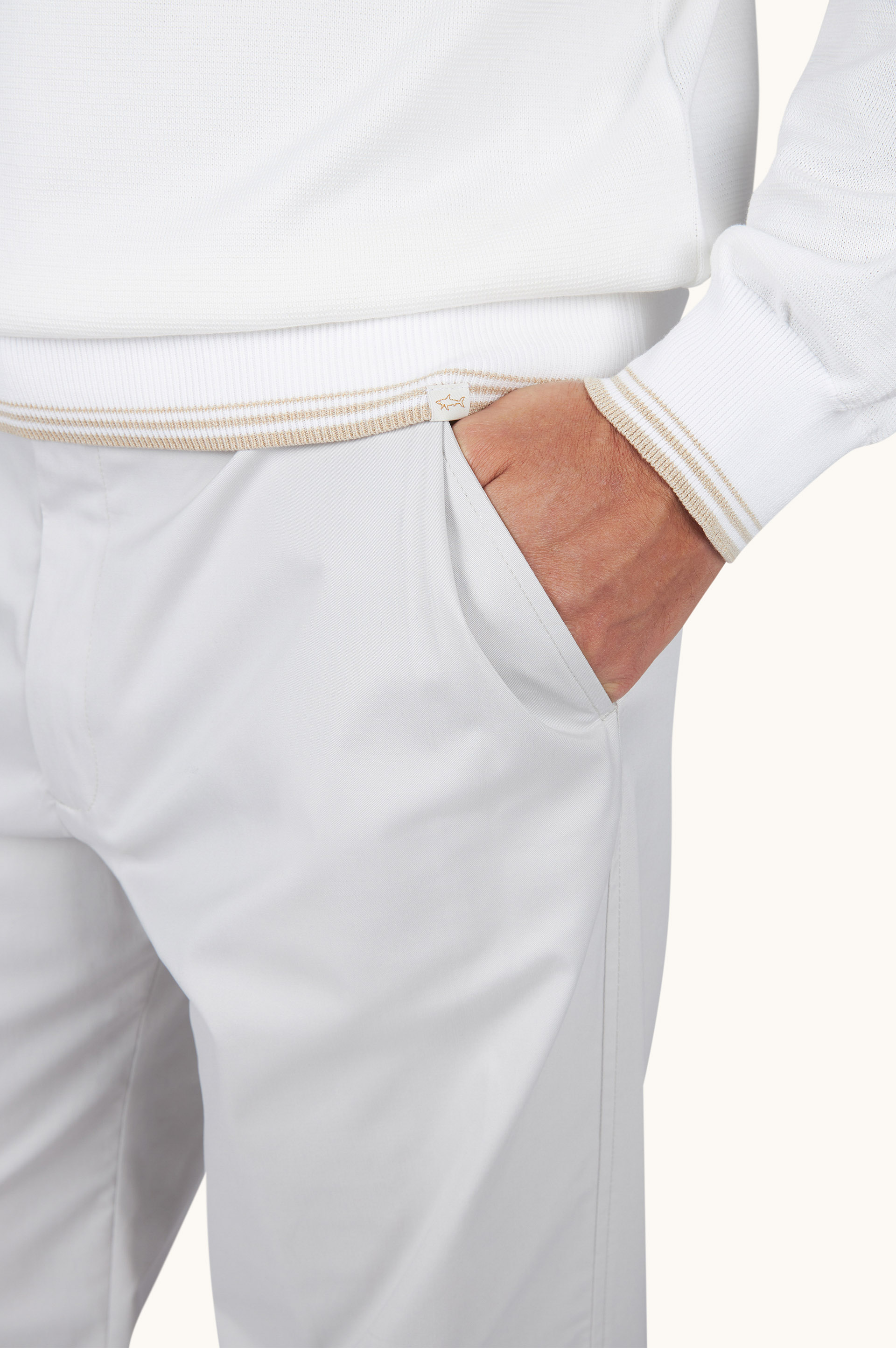 Crew‑neck sweater in Piuma cotton with technical fabric details image number 3