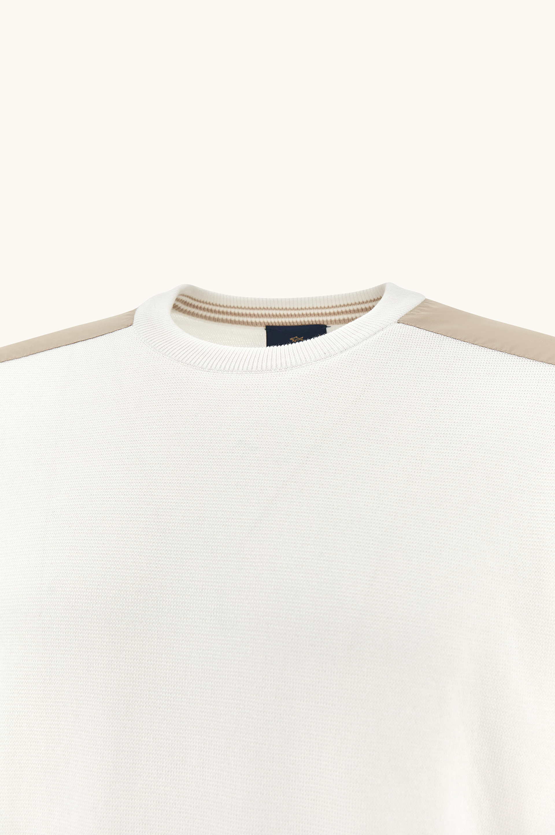 Crew‑neck sweater in Piuma cotton with technical fabric details image number 6