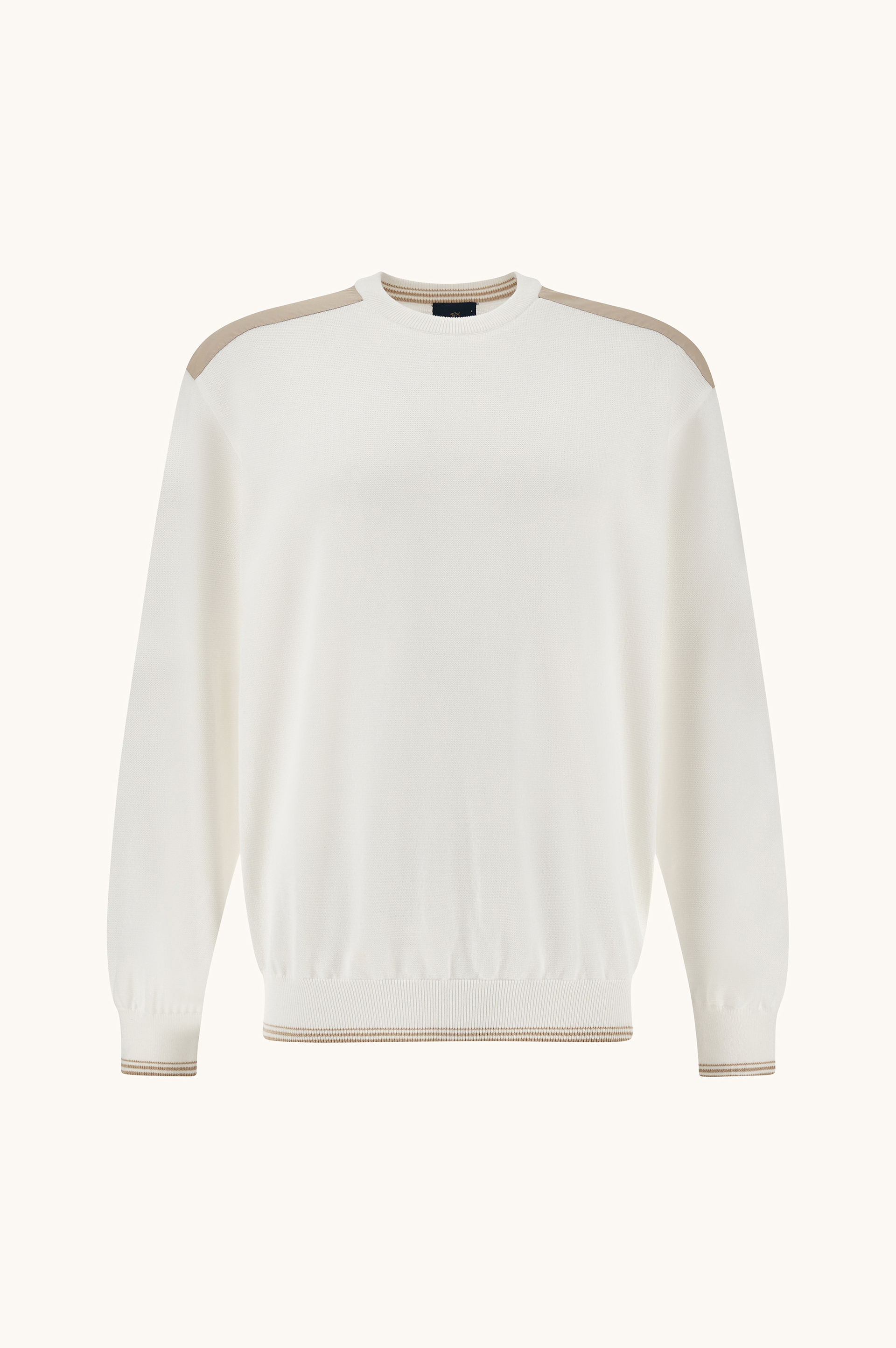 Crew‑neck sweater in Piuma cotton with technical fabric details image number 1