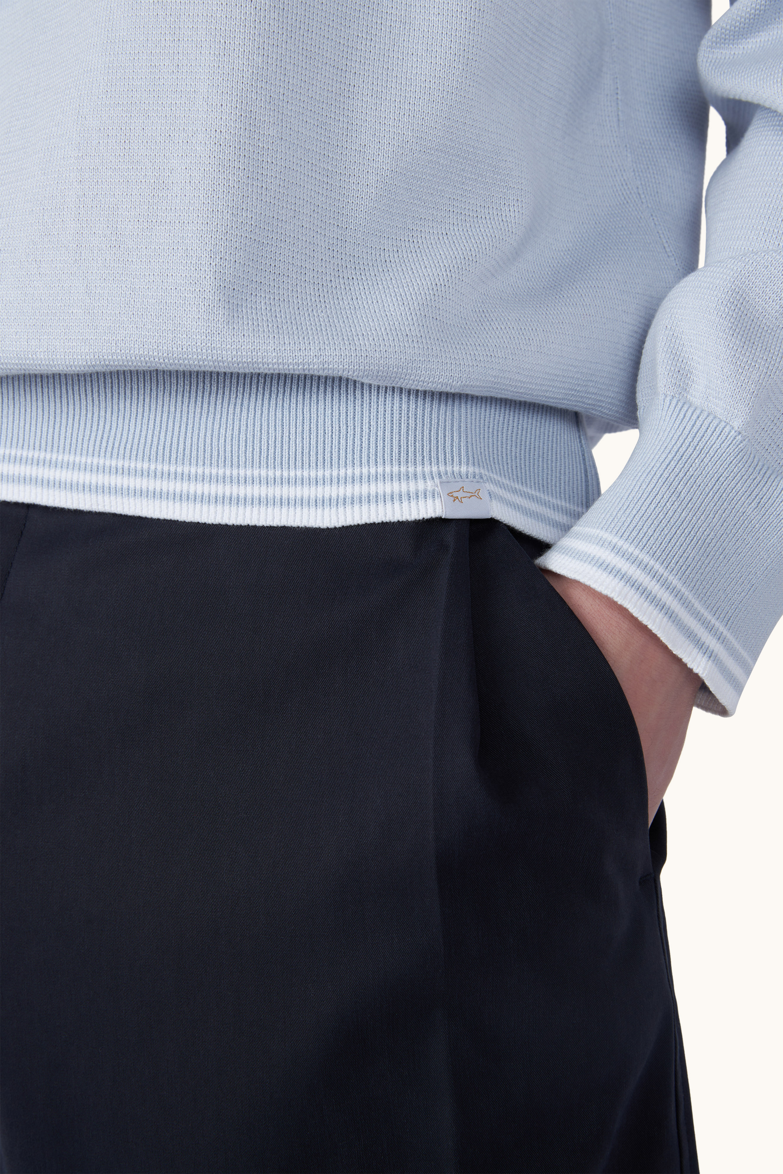 Crew‑neck sweater in Piuma cotton with technical fabric details image number 5