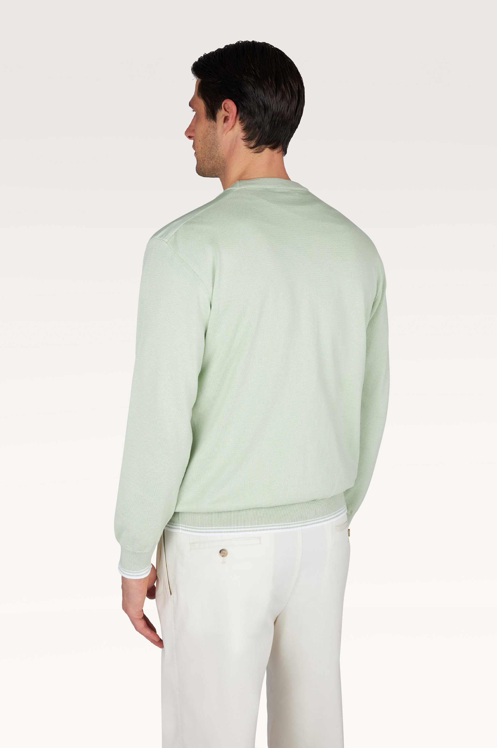 Crew‑neck sweater in Piuma cotton with technical fabric details image number 2