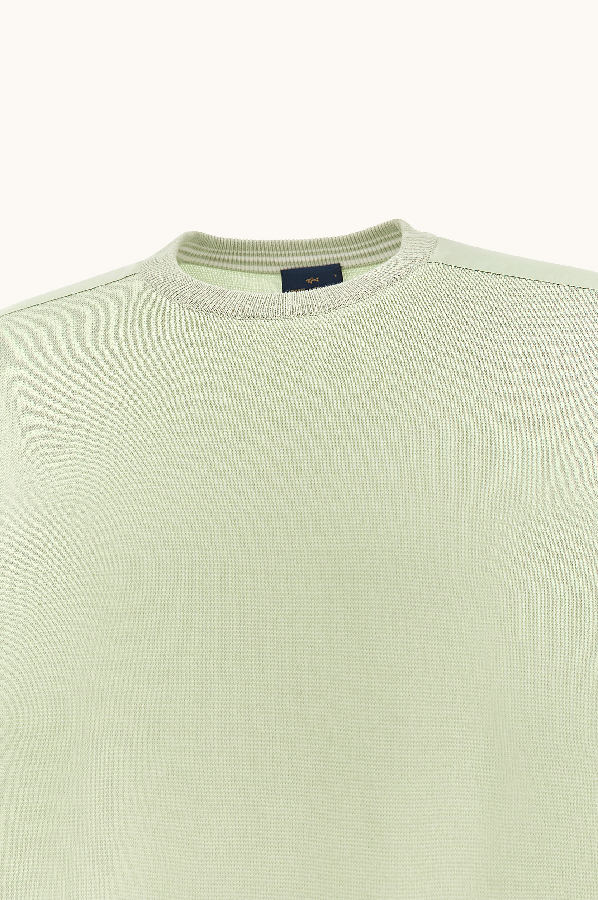 Pull &agrave; col rond en coton Piuma avec d&eacute;tails en tissu technique image number 5