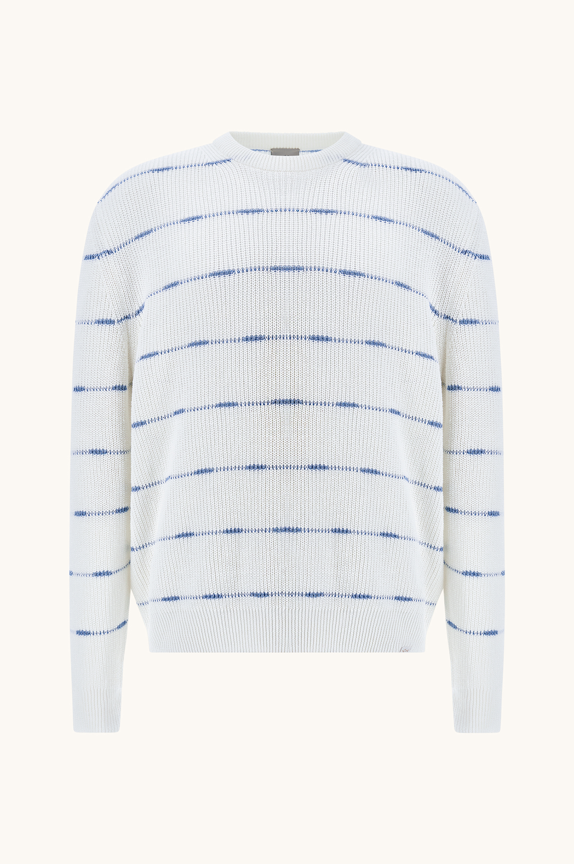 Crew‑neck sweater in linen and cotton Urukai with striped pattern image number 1