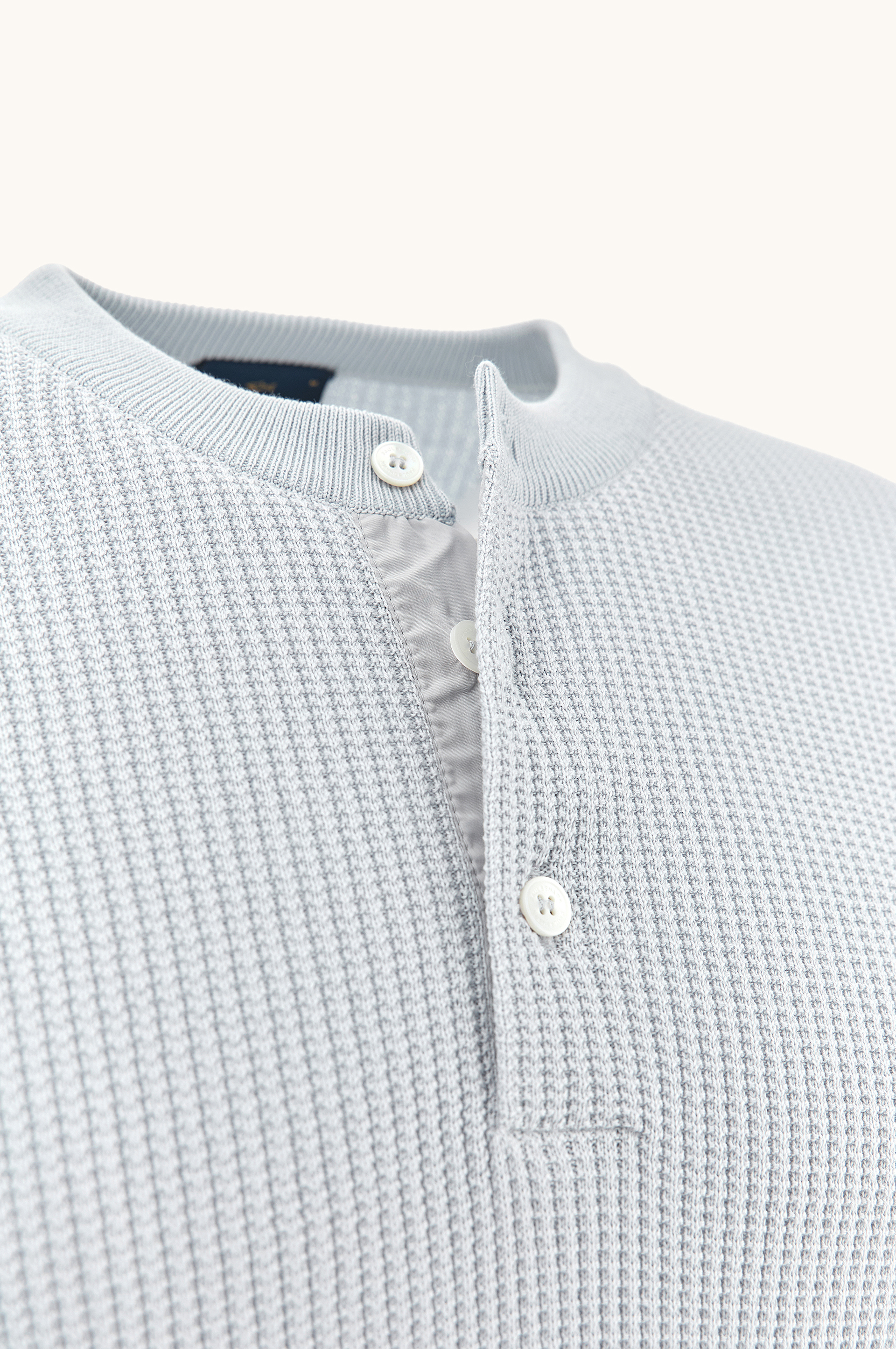 Crew‑neck sweater in Piuma cotton and microfiber image number 3