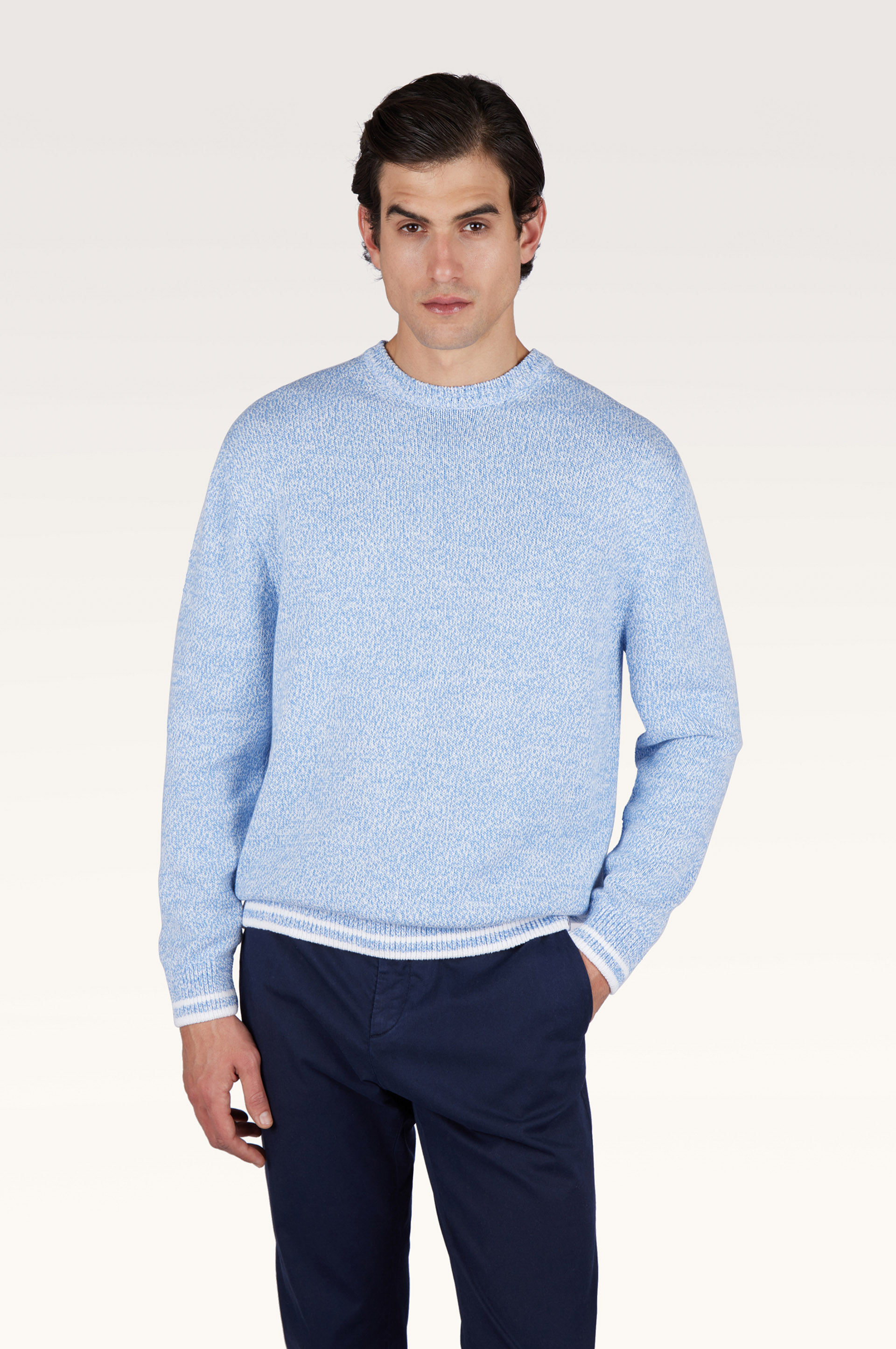 Pull &agrave; col rond en coton Piuma image number 0