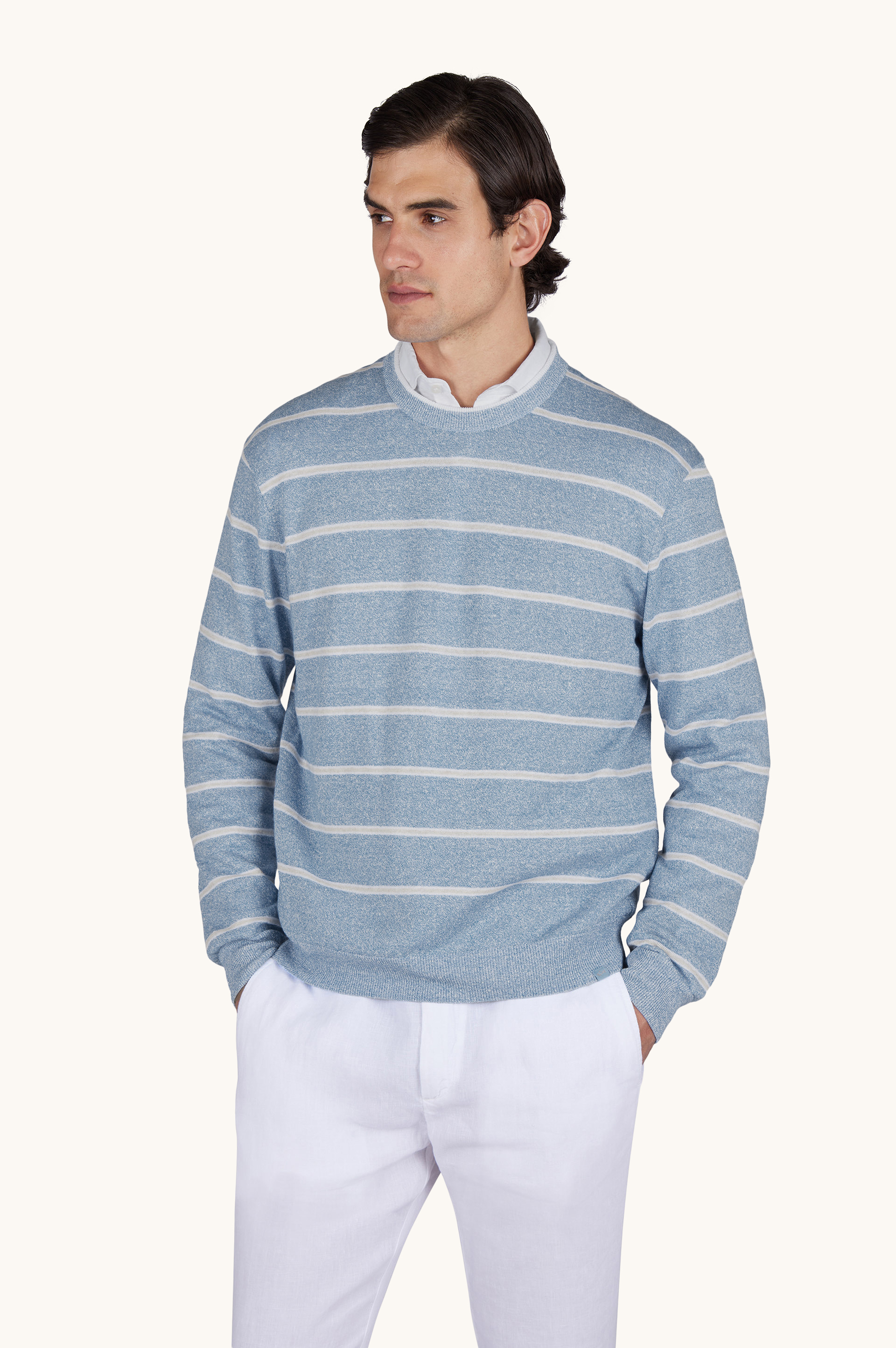 Crew‑neck sweater in linen and cotton Urukai image number 0