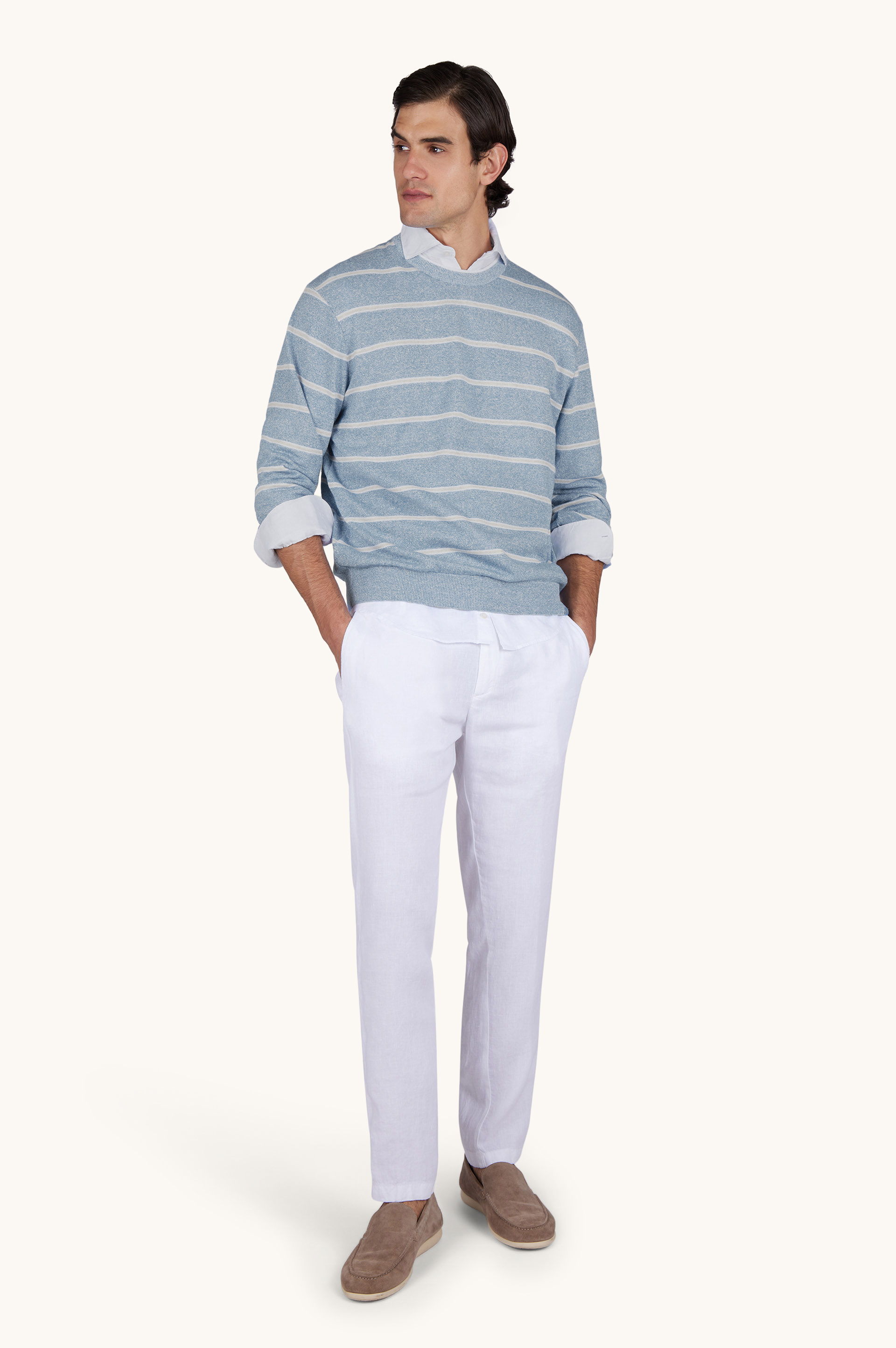 Crew‑neck sweater in linen and cotton Urukai image number 2