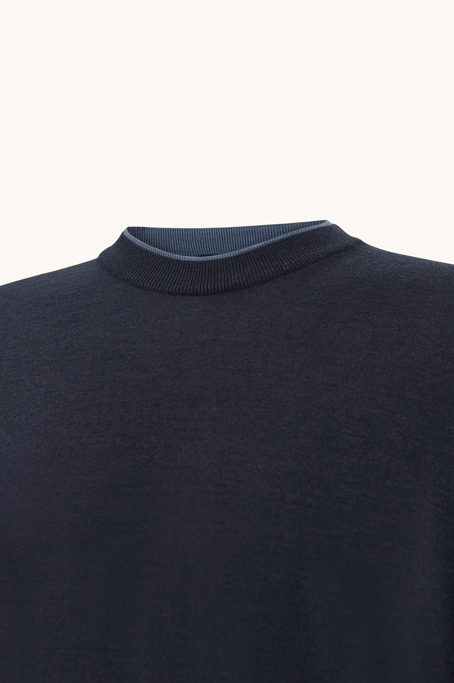 羊毛丝绸圆领针织衫配双层双色领口 image number 5