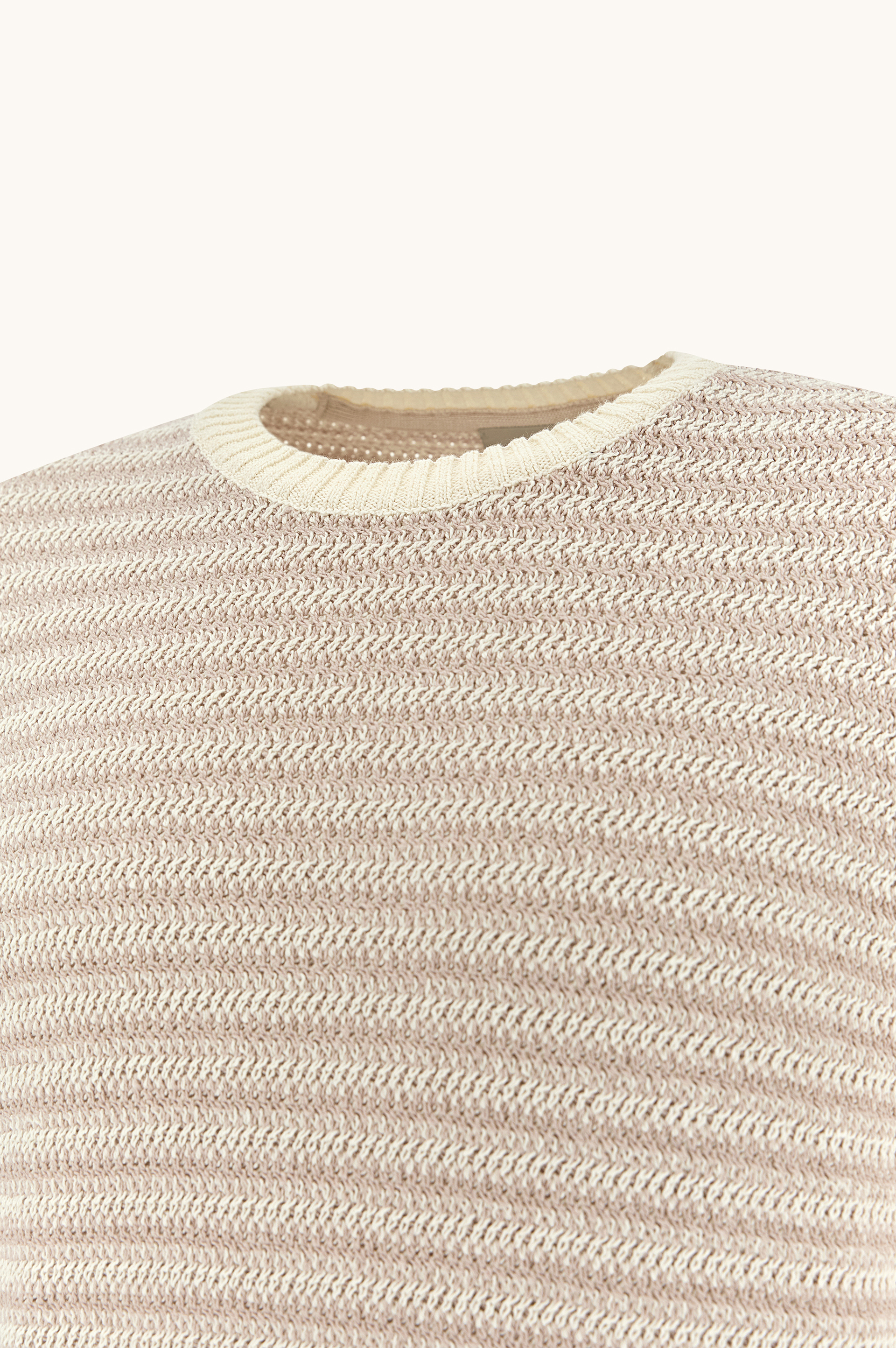 Джемпер с круглым вырезом из хлопка букле с полосатым узором image number 6