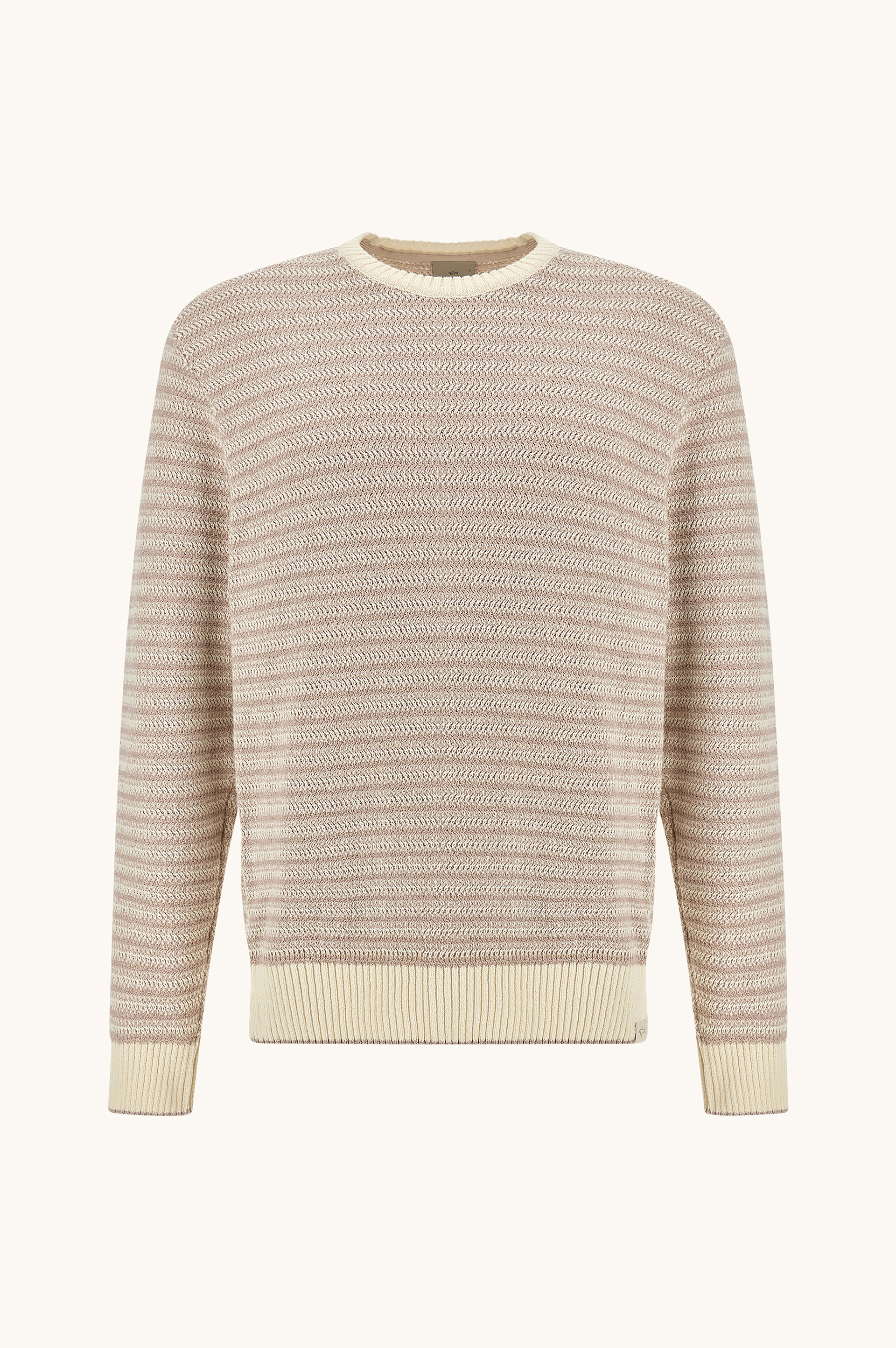 Джемпер с круглым вырезом из хлопка букле с полосатым узором image number 1