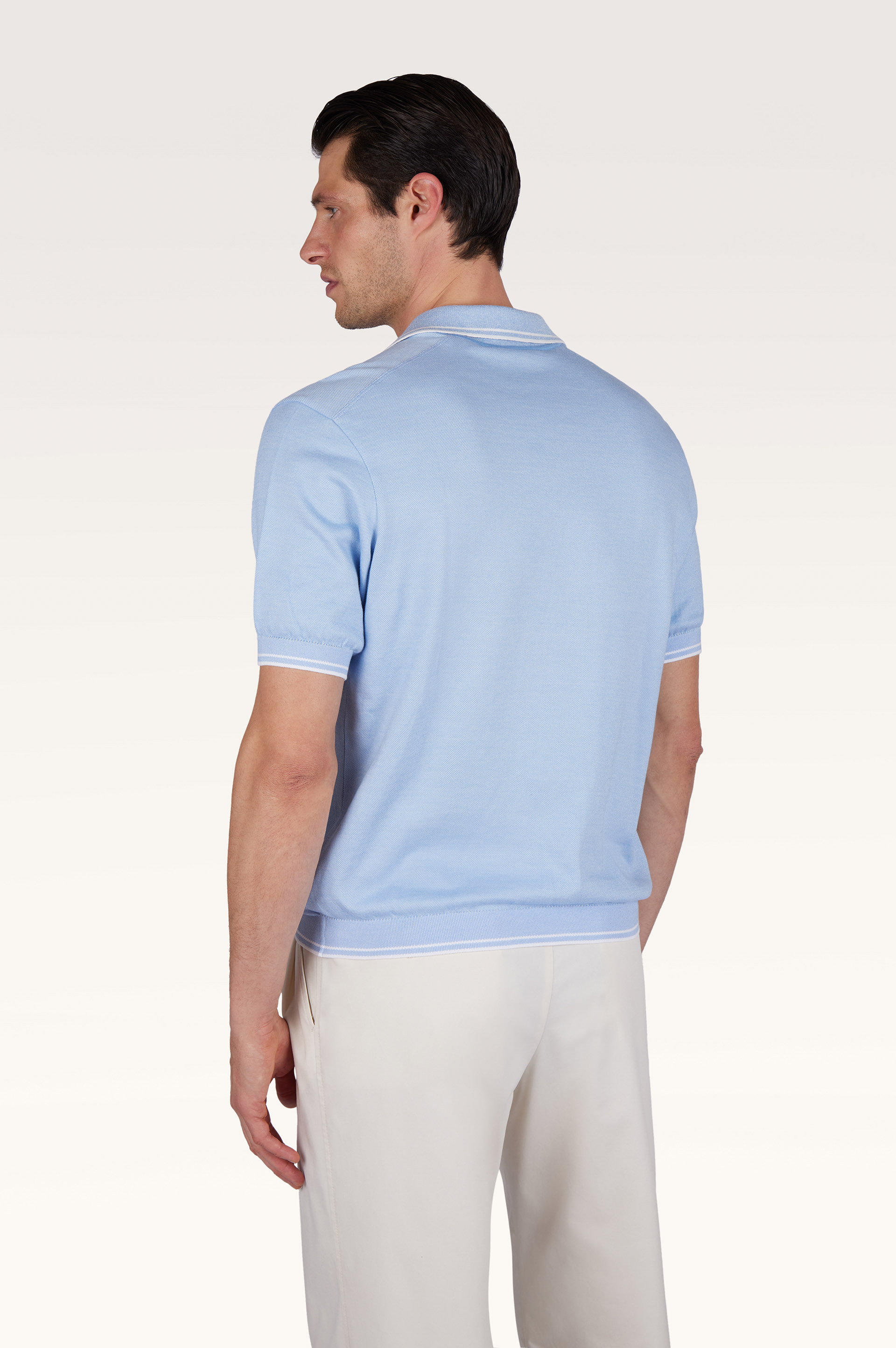 Polo shirt with open collar in Piuma cotton image number 2