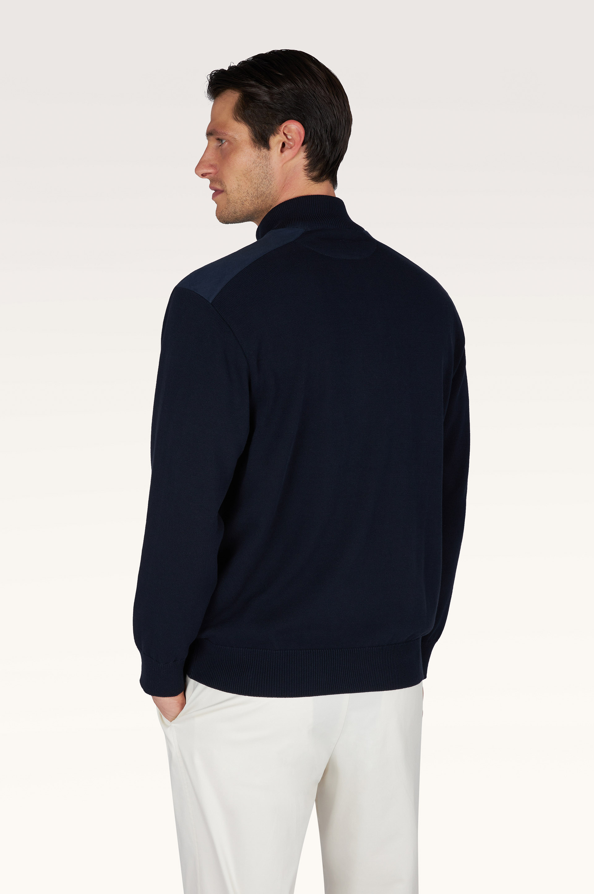 Halbzipp-Pullover aus Fresco-Baumwolle mit Leinen-Details image number 2