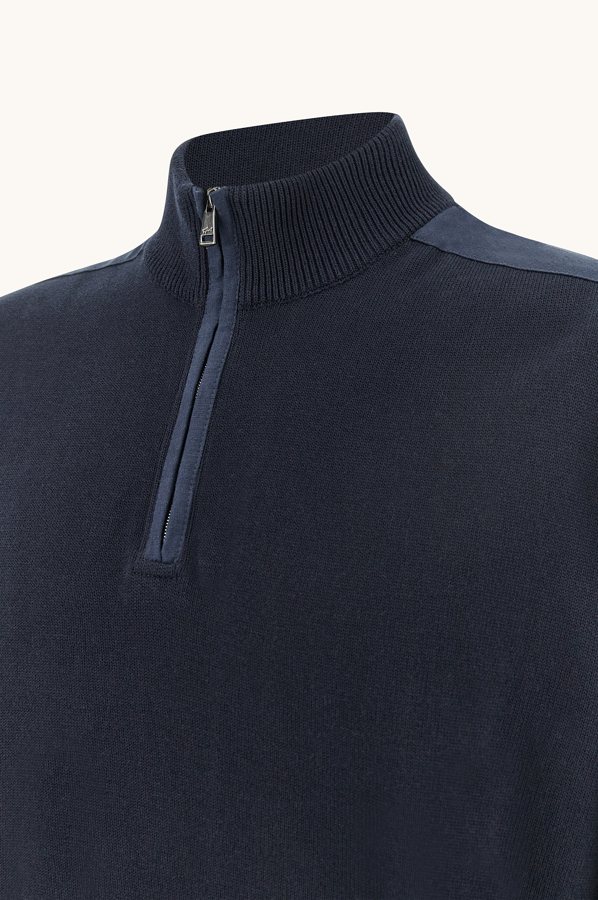 Джемпер на полузмейке из хлопка Fresco с льняными деталями image number 7