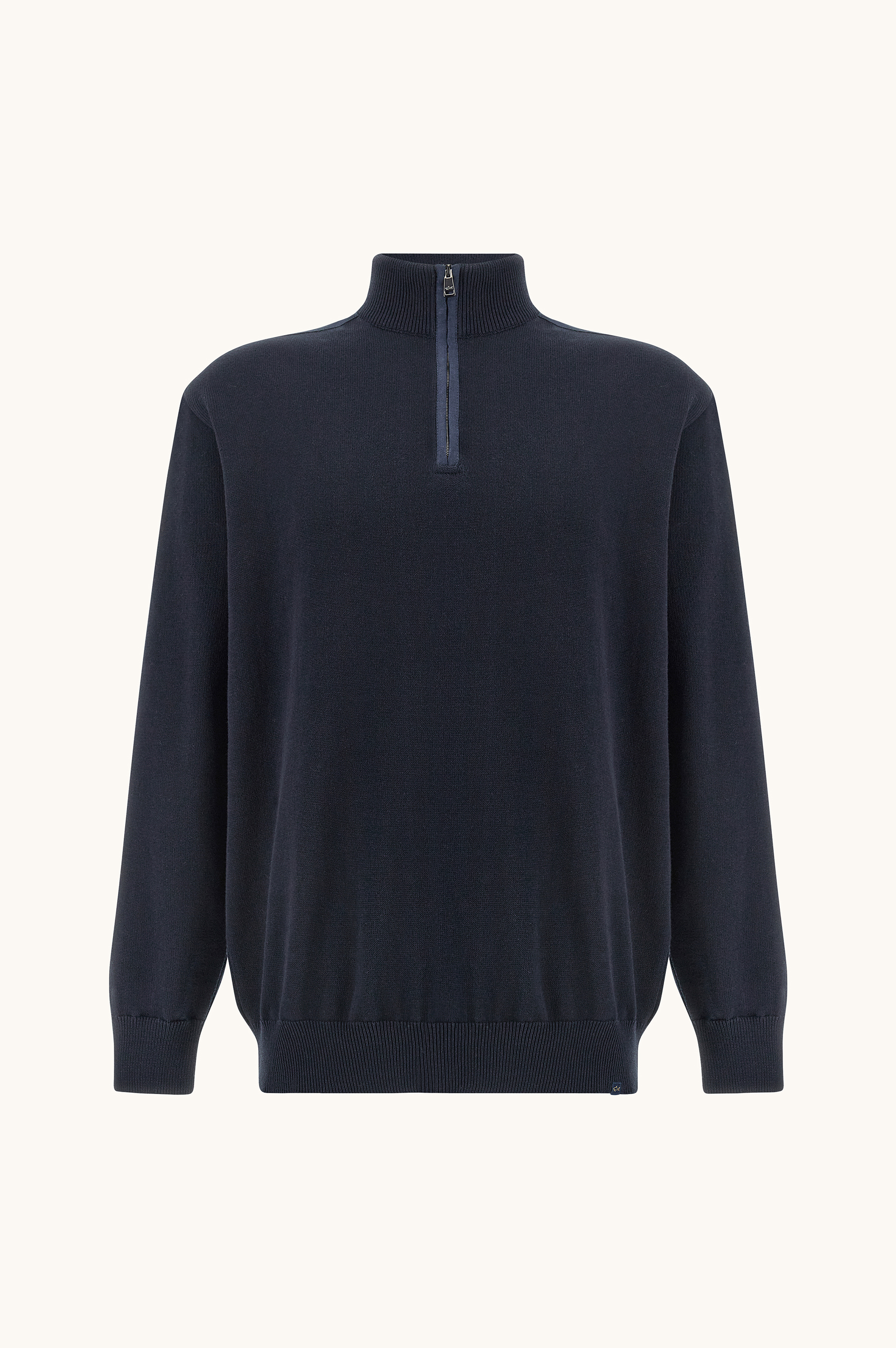 Джемпер на полузмейке из хлопка Fresco с льняными деталями image number 1