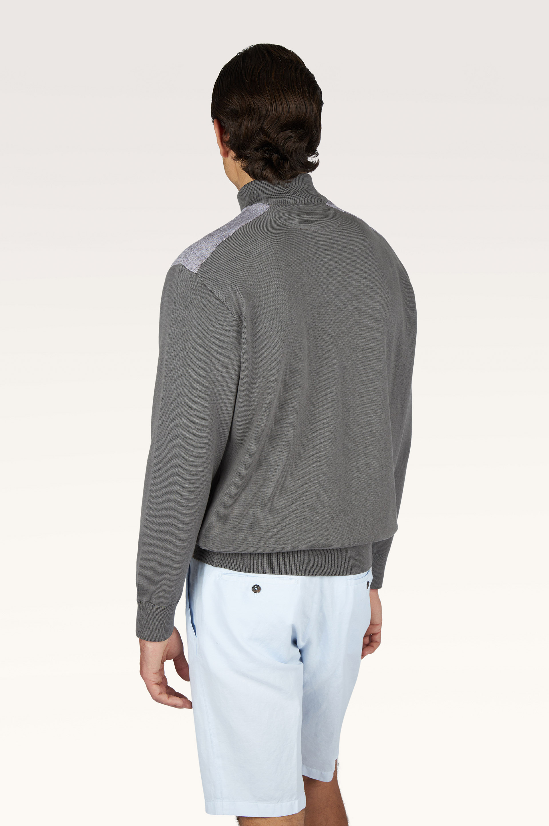 Half‑zip sweater in Fresco cotton with linen details image number 2