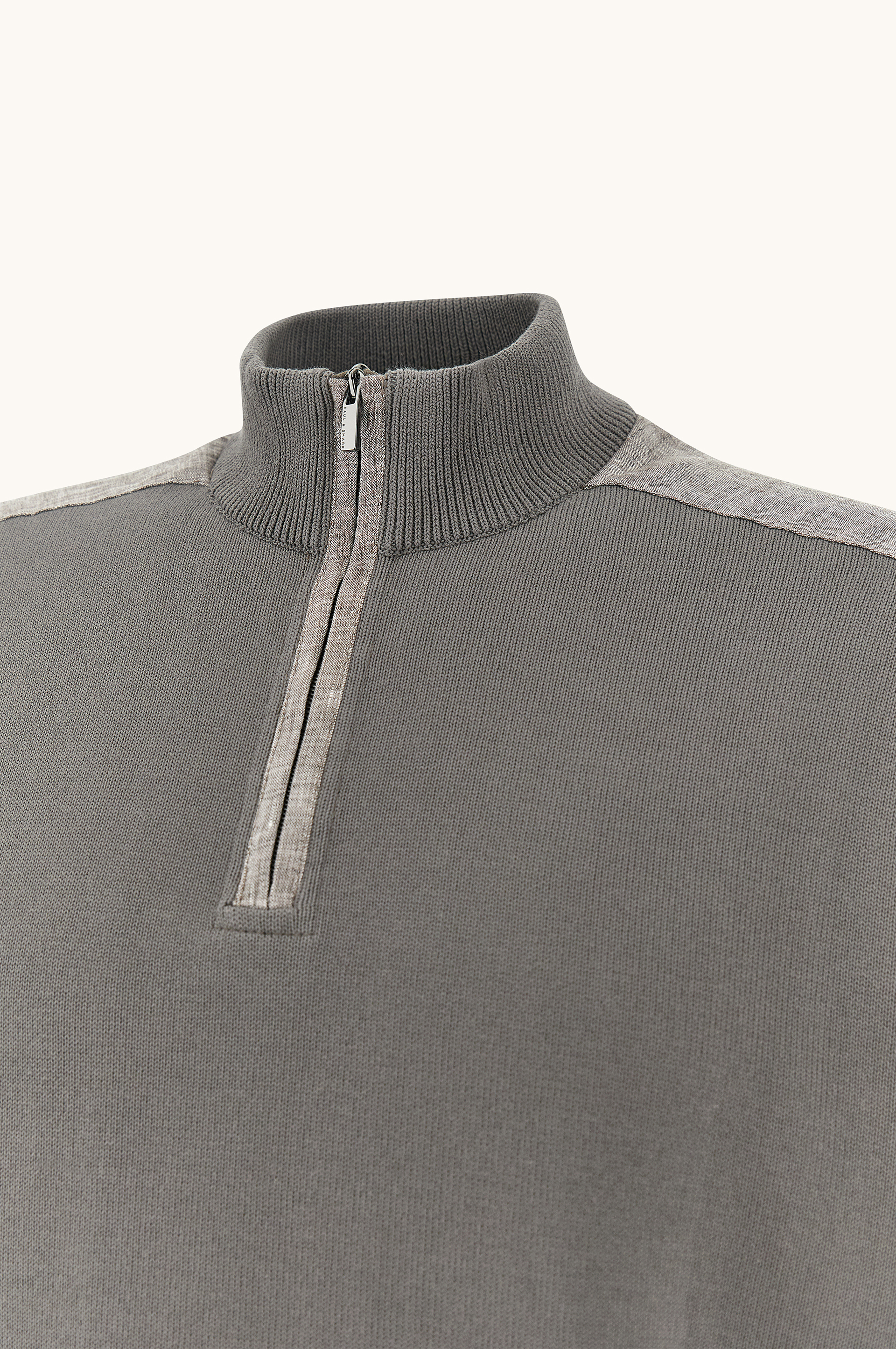 Half‑zip sweater in Fresco cotton with linen details image number 7