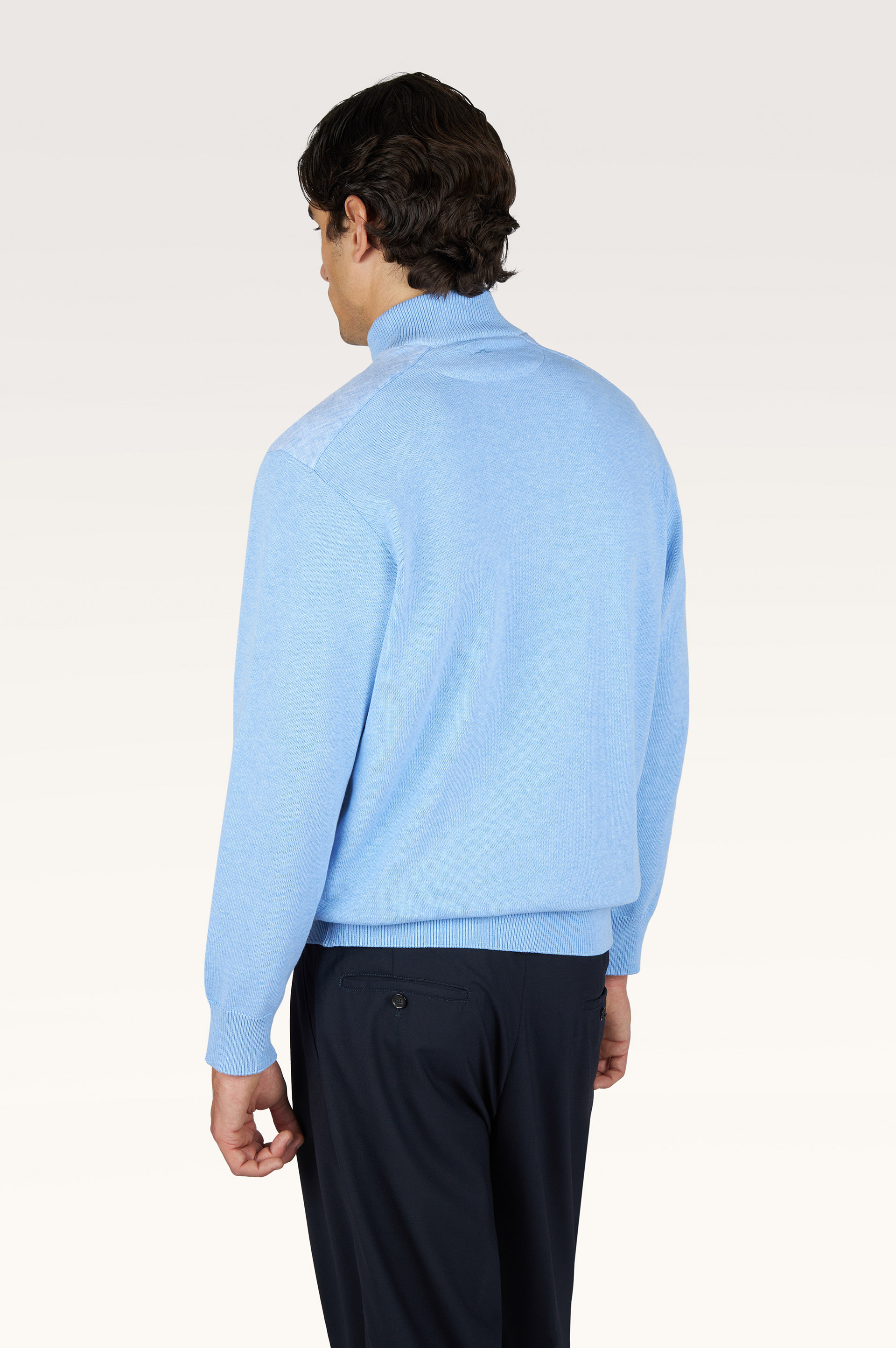 Half‑zip sweater in Fresco cotton with linen details image number 2
