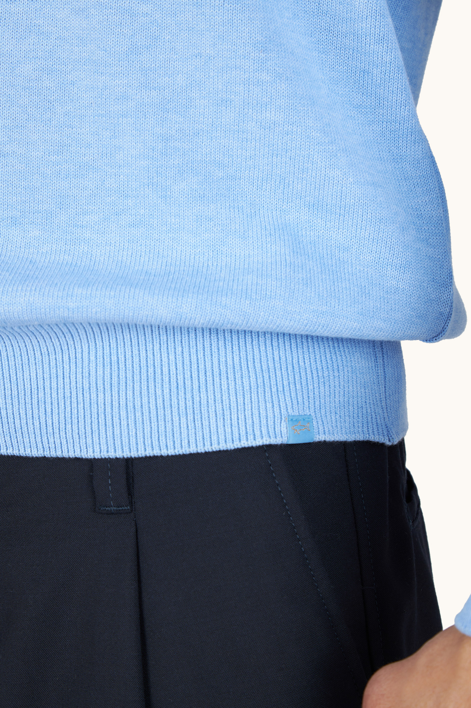 Half‑zip sweater in Fresco cotton with linen details image number 3