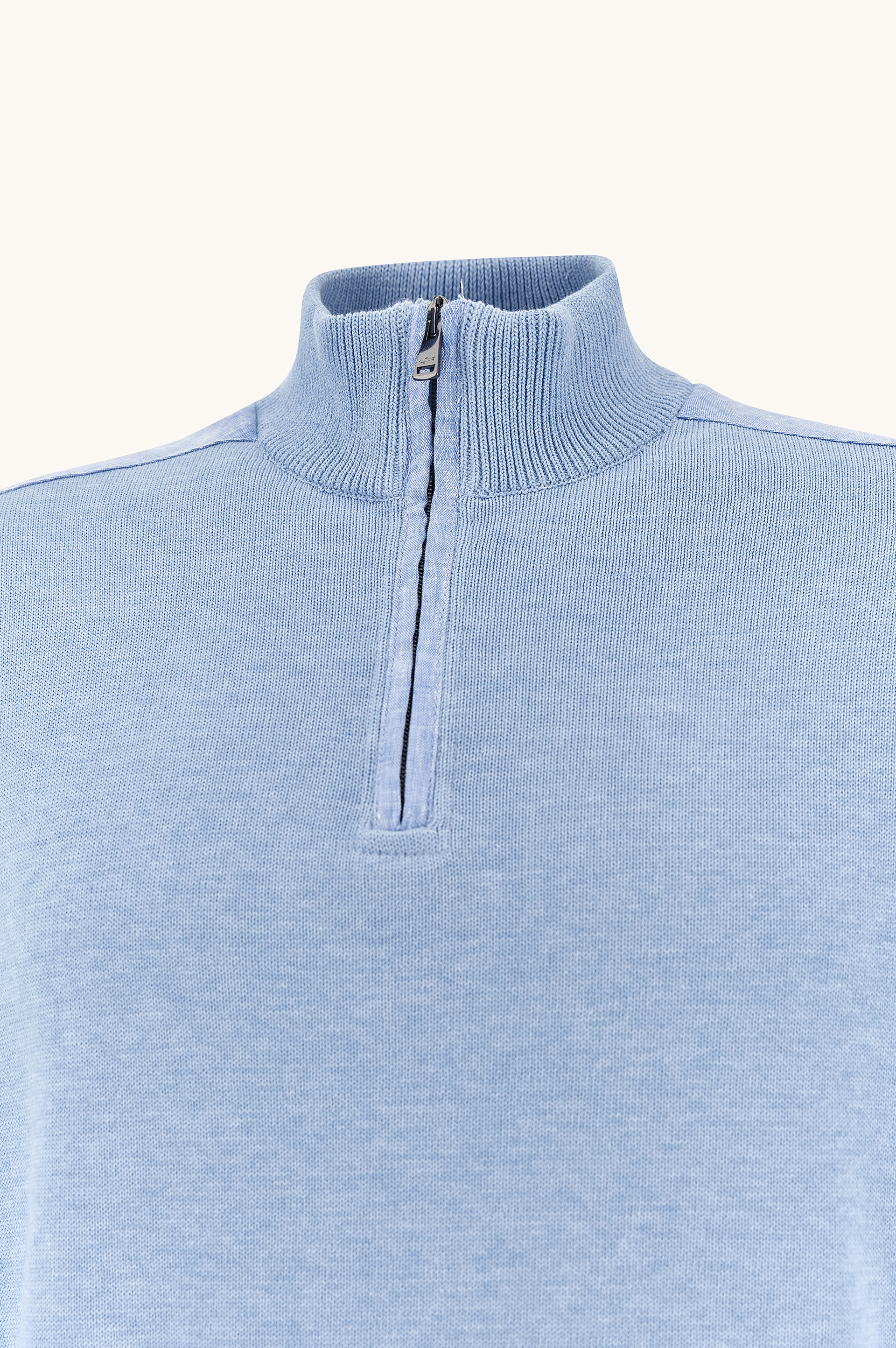 Half‑zip sweater in Fresco cotton with linen details image number 6