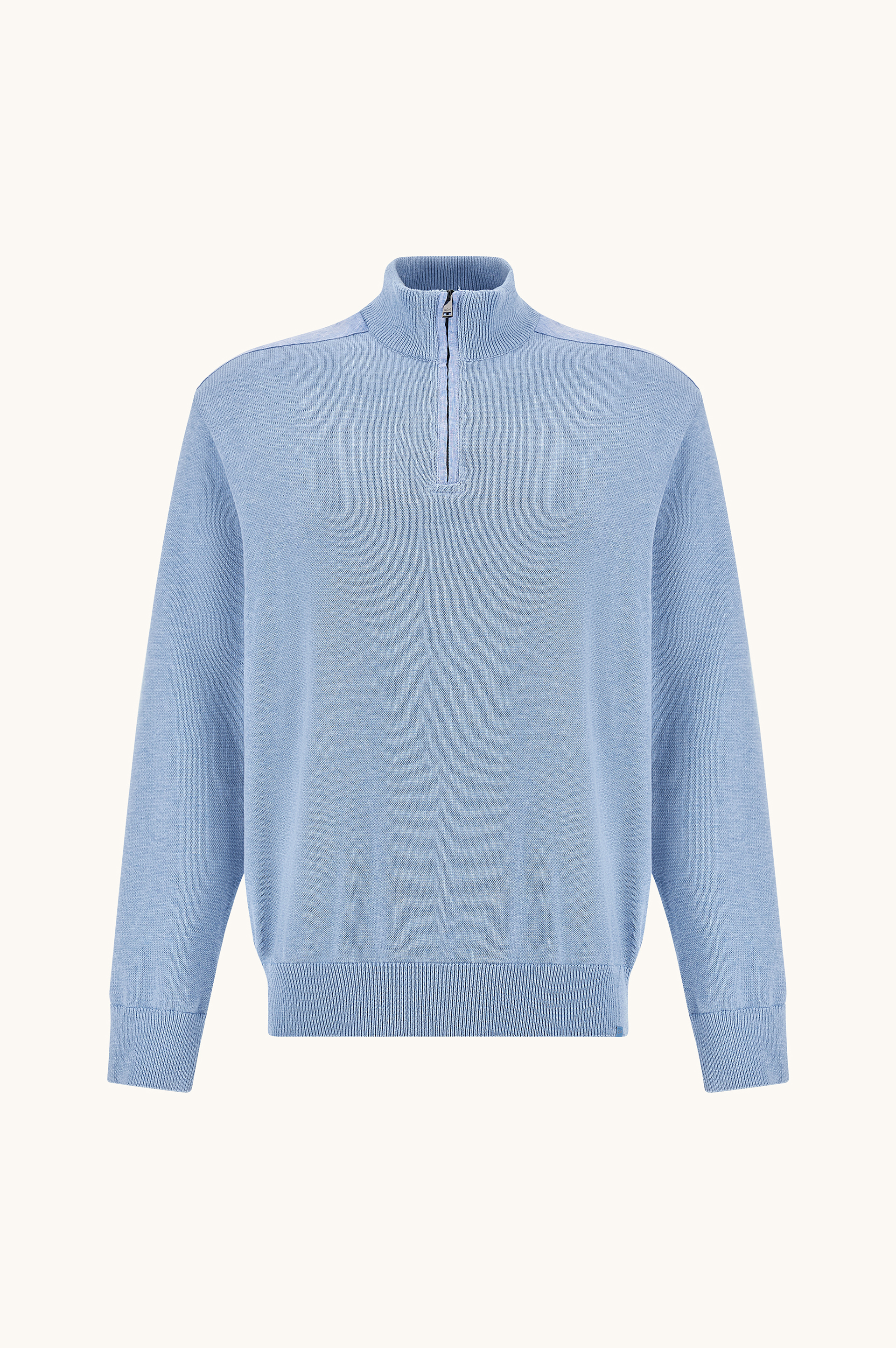 Half‑zip sweater in Fresco cotton with linen details image number 1