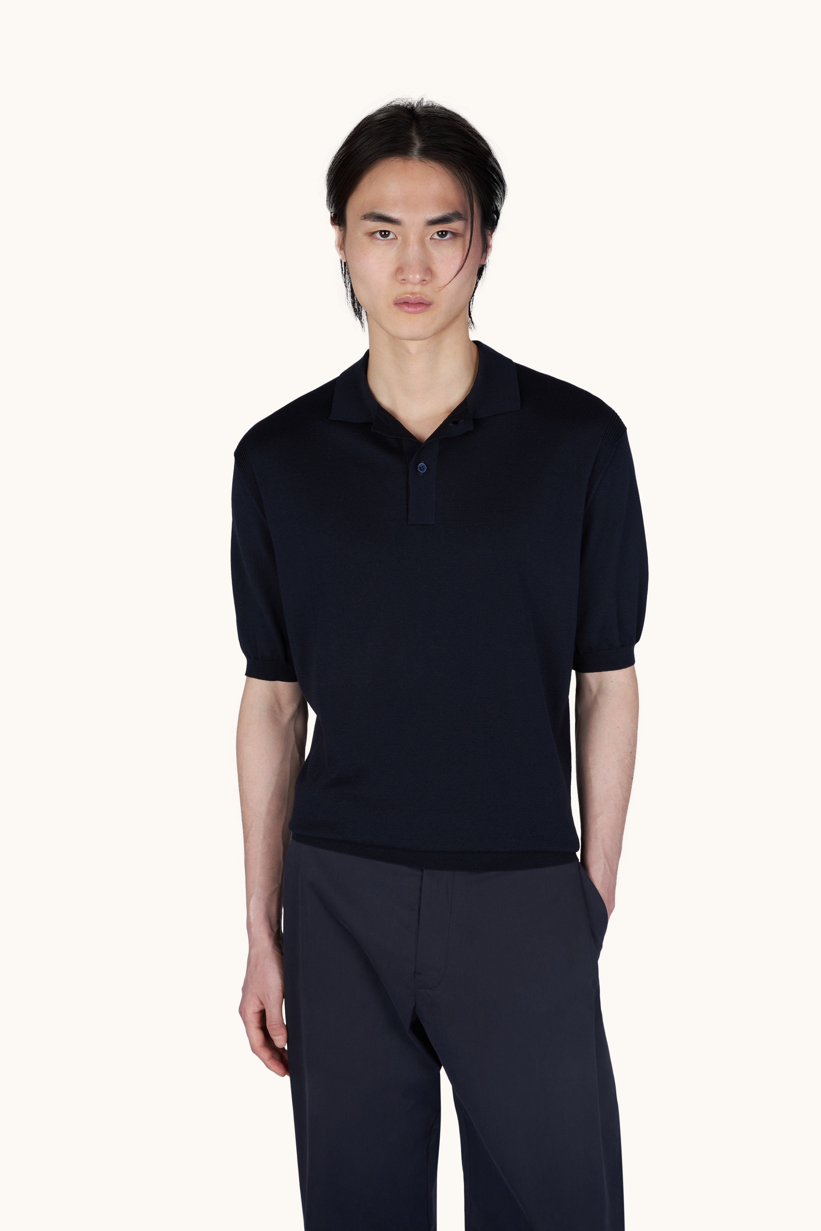 Polo shirt in silk and cotton image number 0
