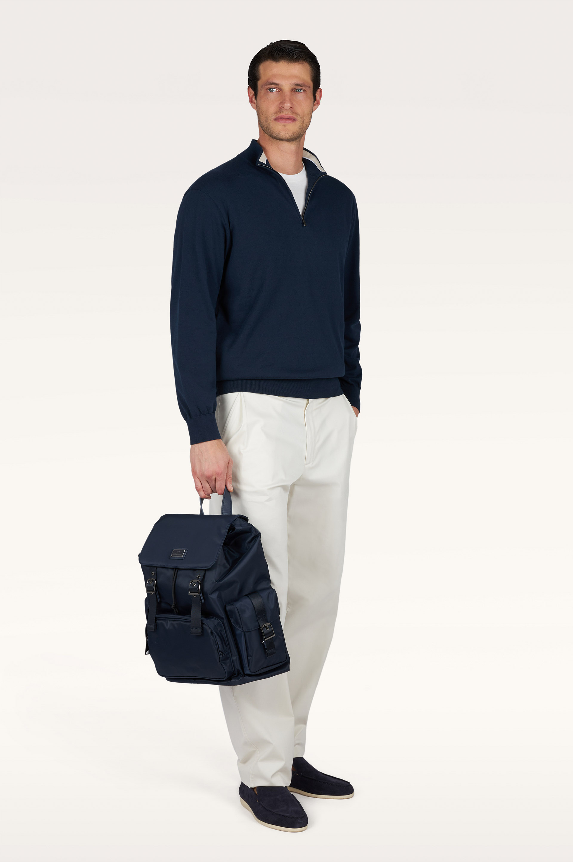 Pull demi‑zip en coton Piuma image number 2