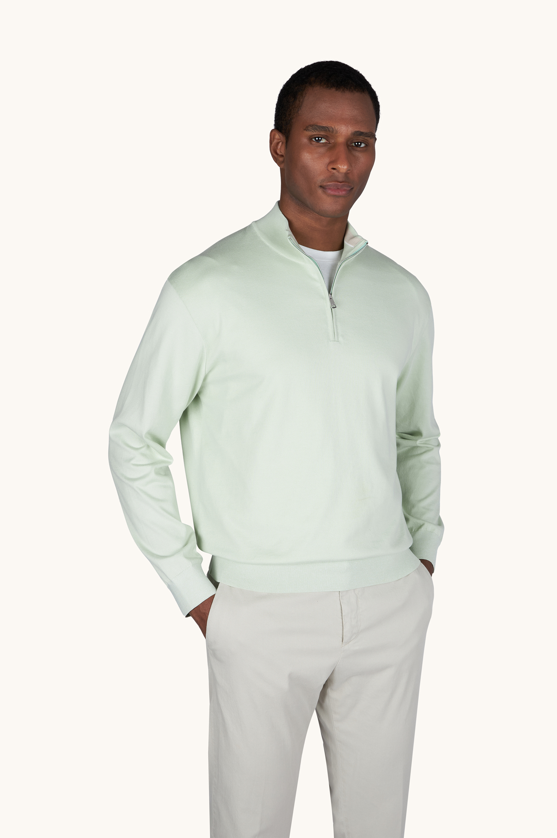 Piuma cotton half zip sweater image number 0