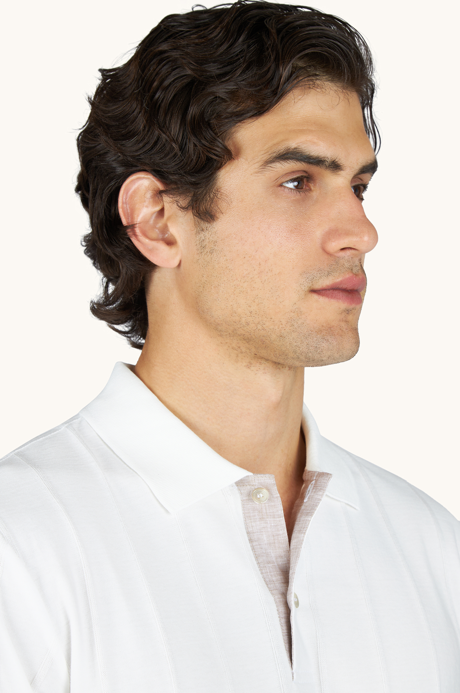 Piuma棉质POLO衫，配亚麻细节 image number 5