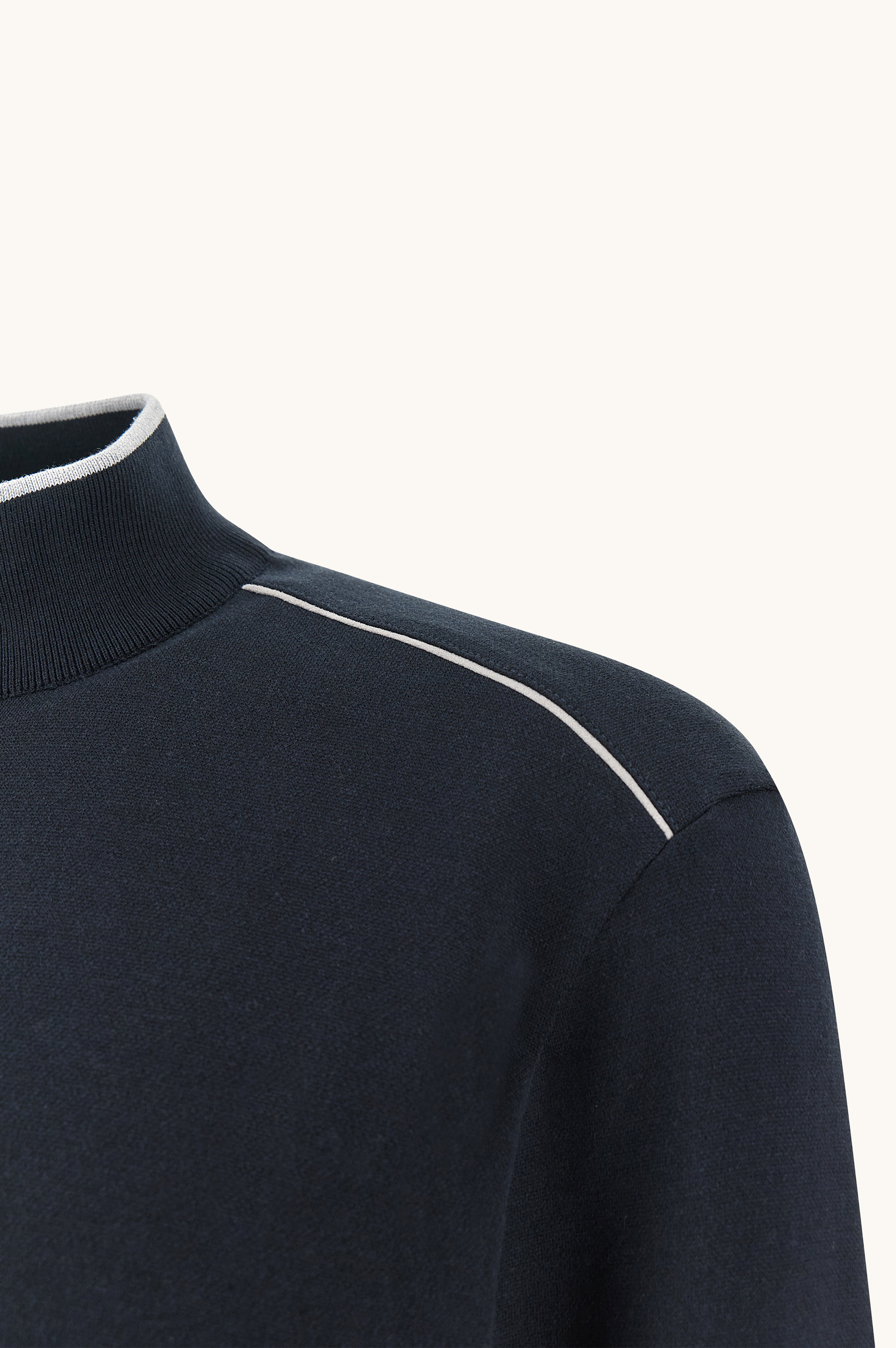 Half‑zip sweater in cotton and silk with Aqualeather suede details image number 2