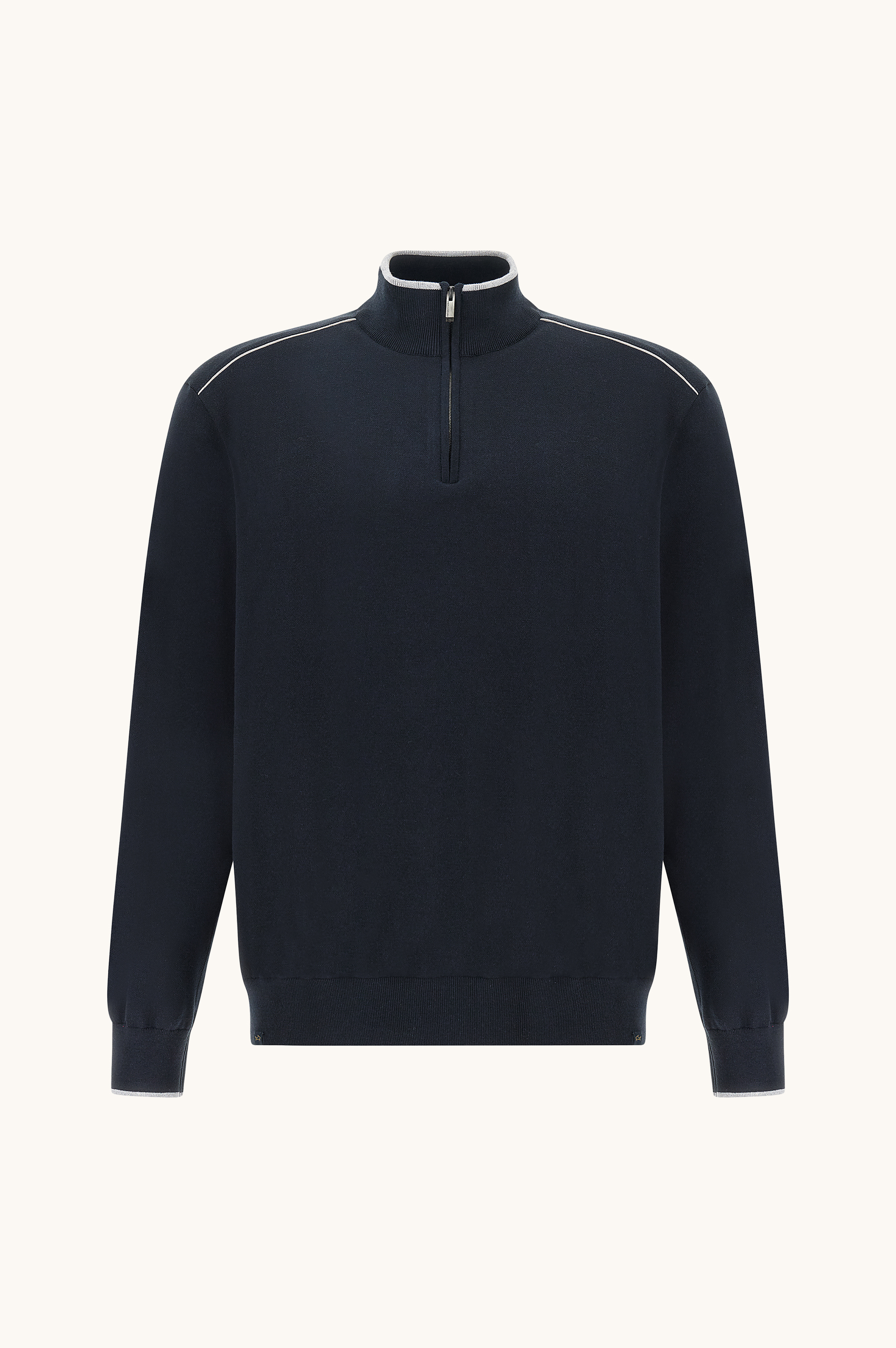 Half‑zip sweater in cotton and silk with Aqualeather suede details image number 0