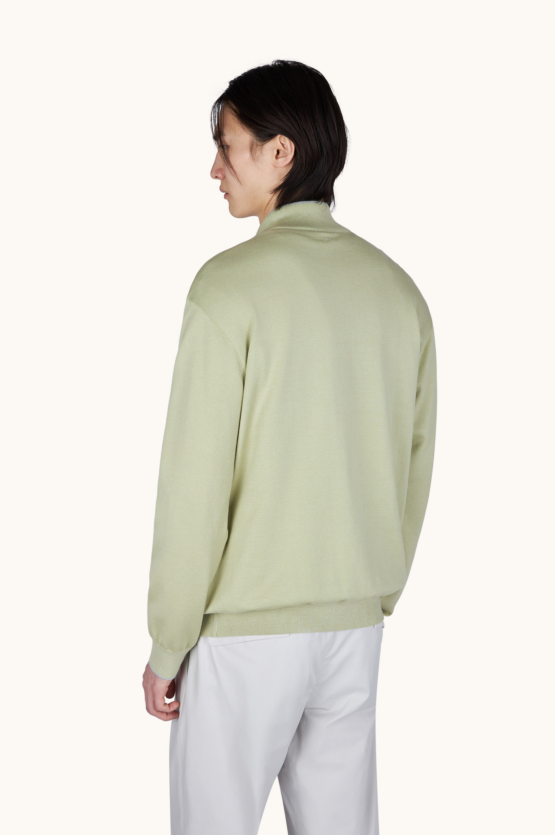 Half‑zip sweater in cotton and silk with Aqualeather suede details image number 3
