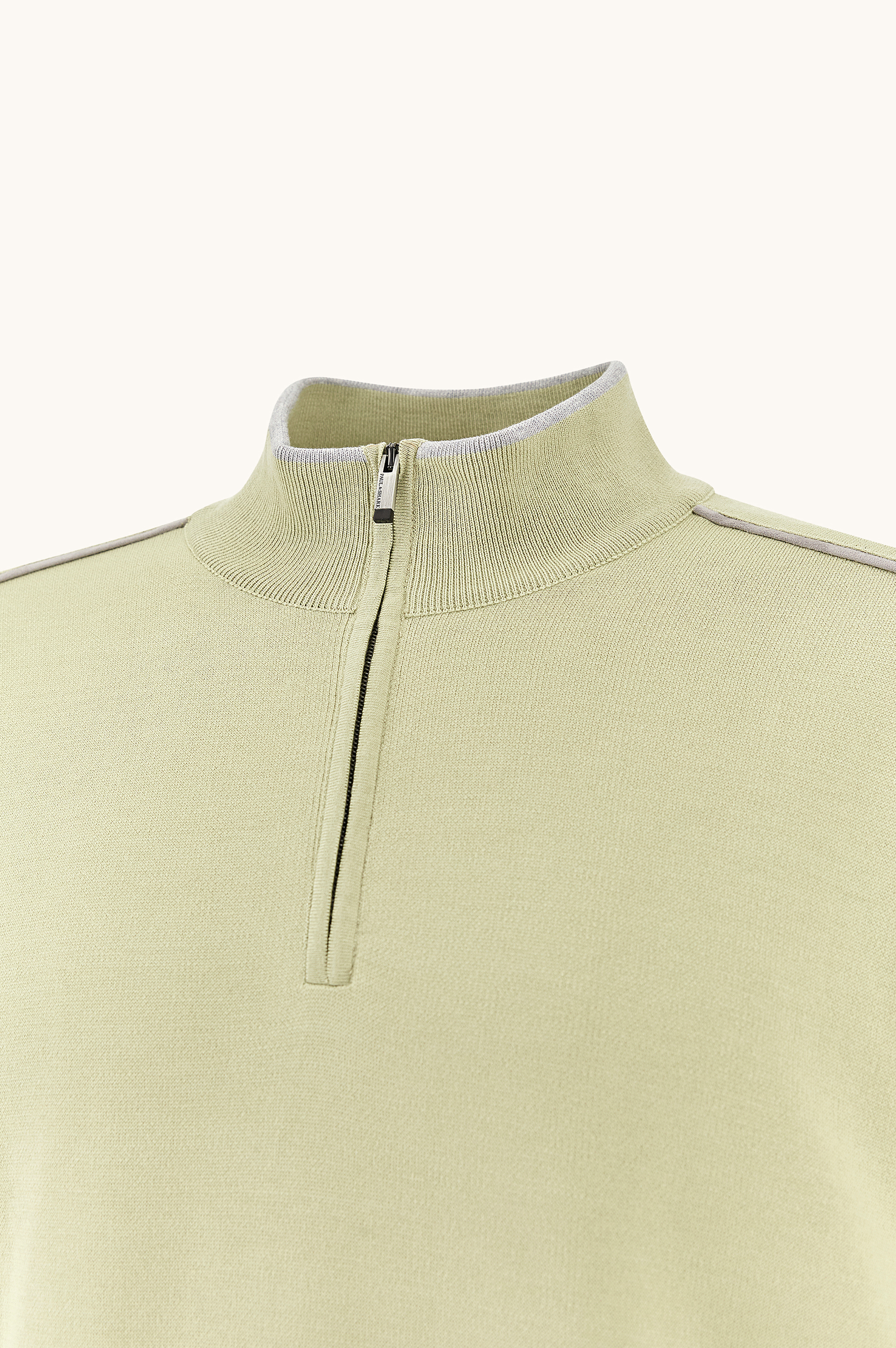 Half‑zip sweater in cotton and silk with Aqualeather suede details image number 5